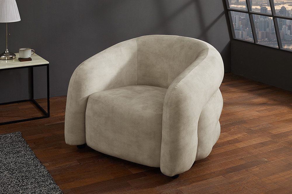 riess-ambiente Loungesessel VOGUE 95cm beige – Sessel mit Armlehnen, Samtbezug, modern (Einzelartikel, 1-St), komfortabler Sessel mit weichem Bezug – ideal für stilvolle Wohnzimmer