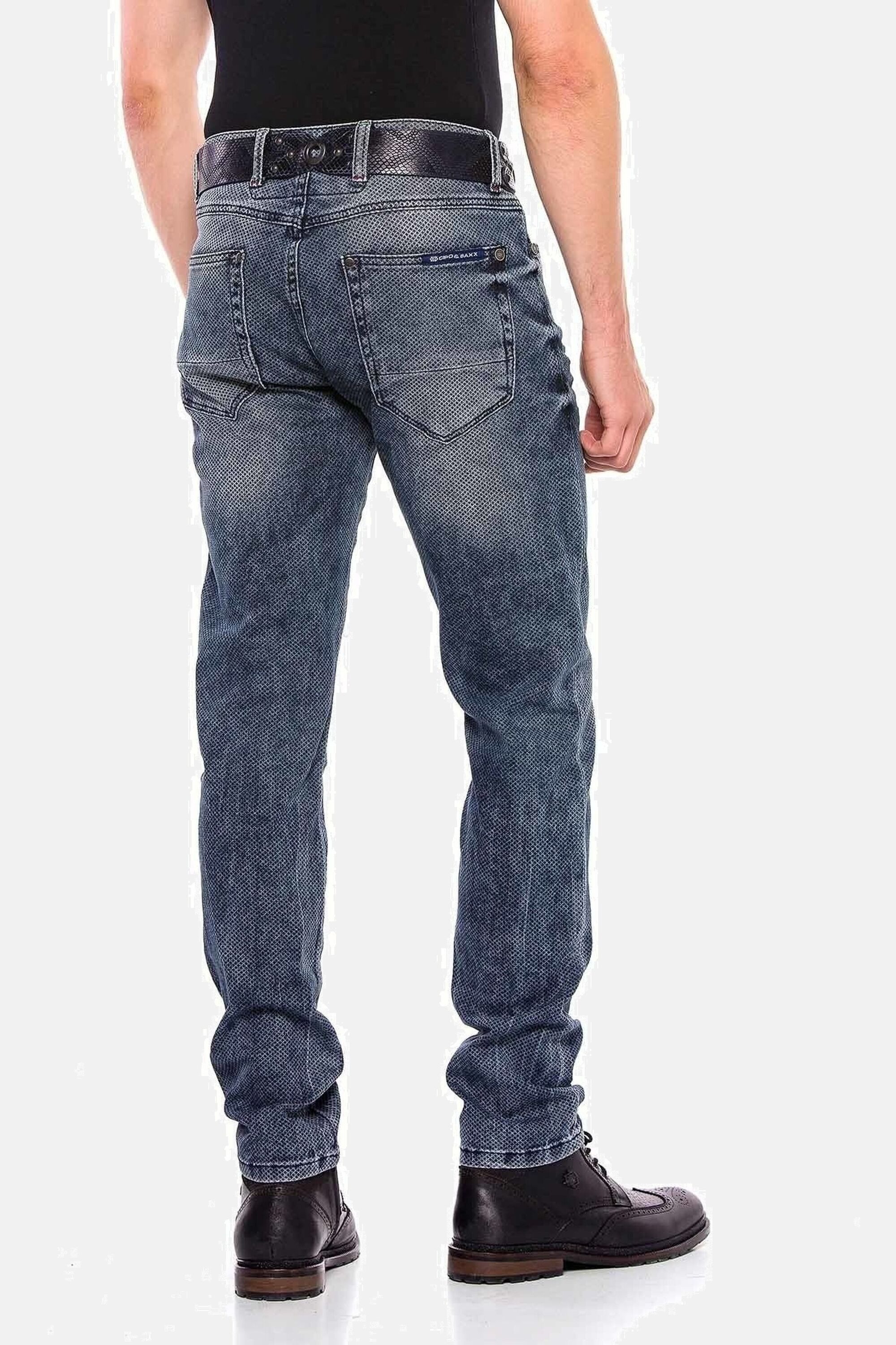 Cipo & Baxx Slim-fit-Jeans Jeans mit Allover-Gitter-Musterung, CD543