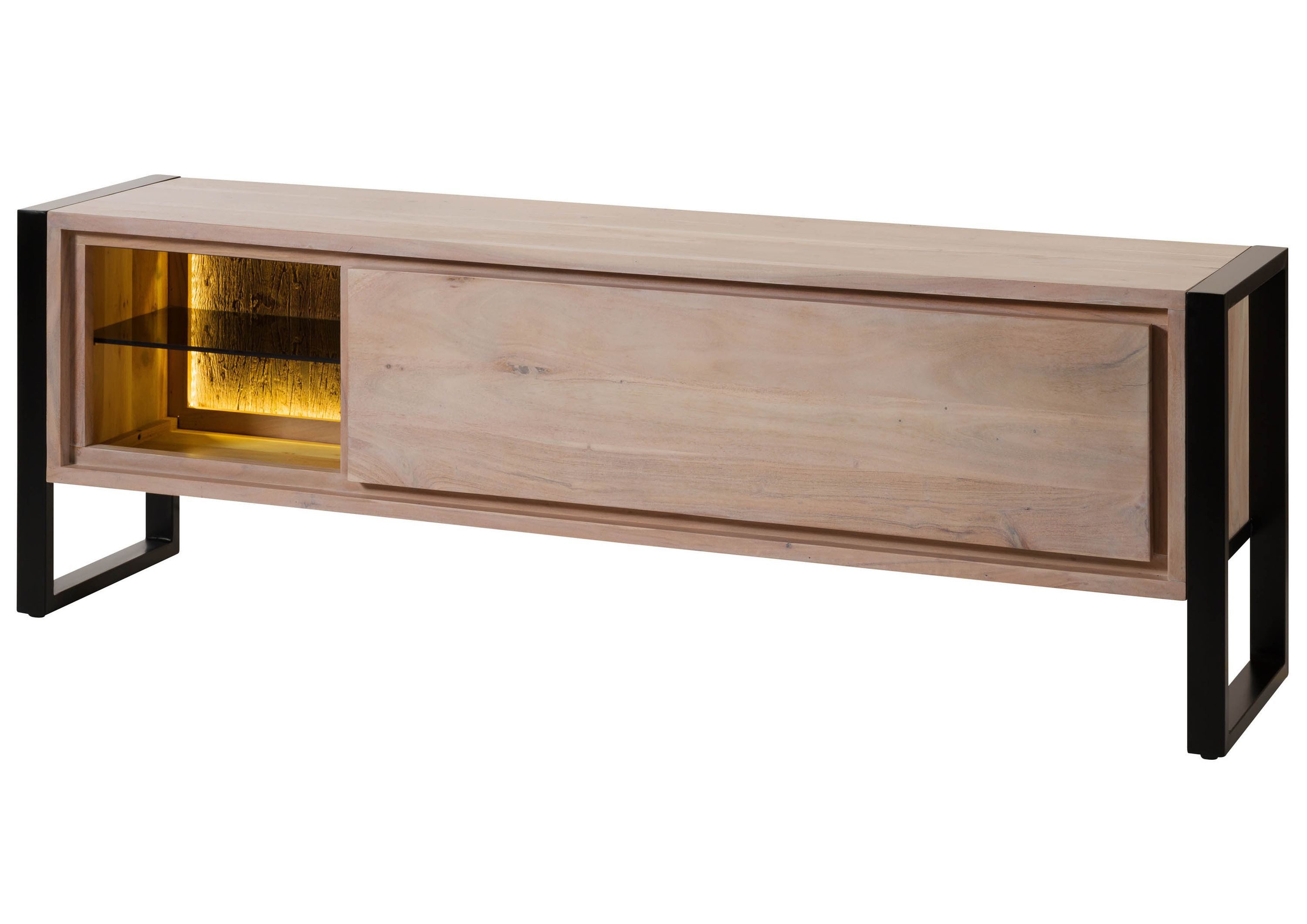 Massivmoebel24 Lowboard DENVER (Massivholz), Akazie / Altholz 180x40x60 natur lackiert DENVER #115