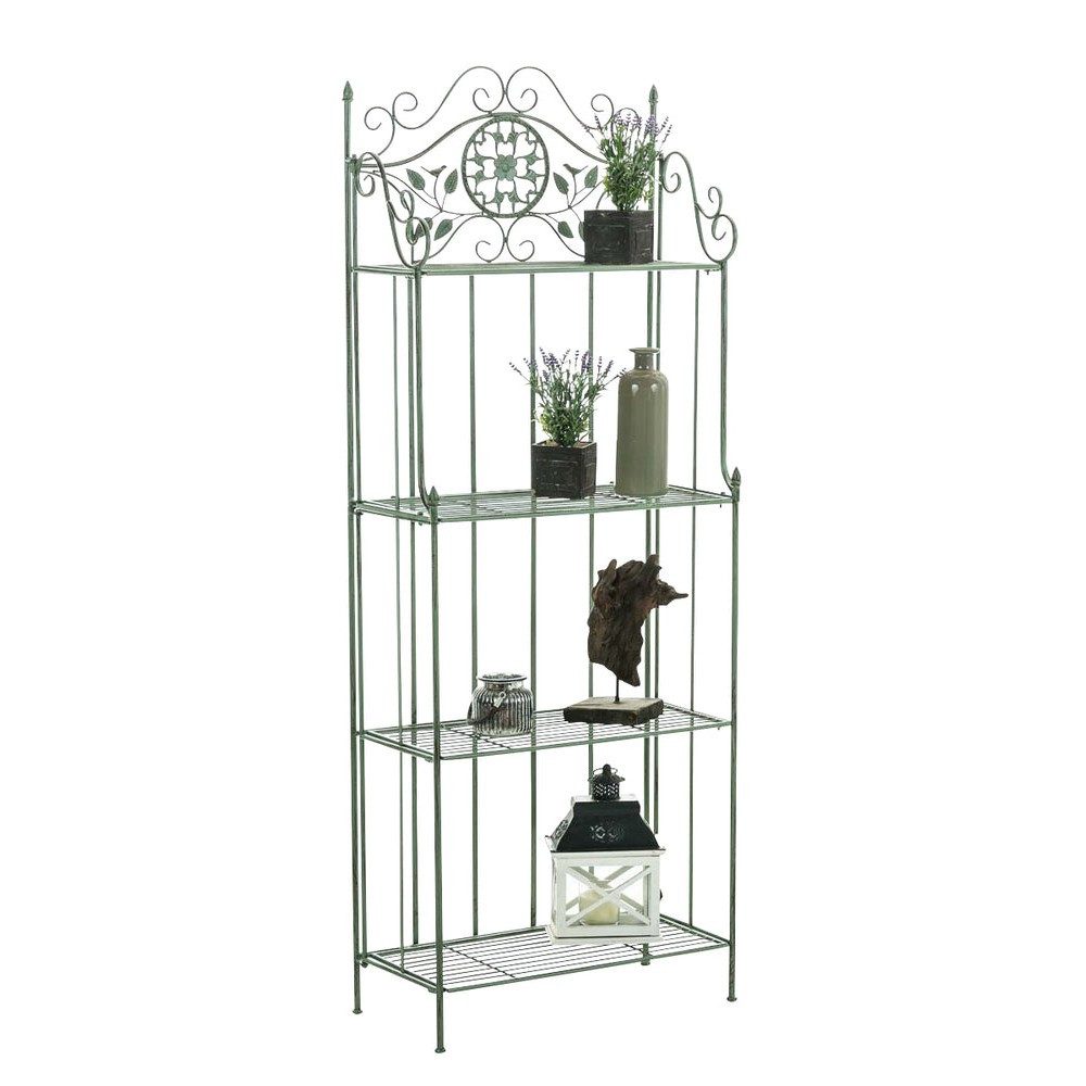 CLP Standregal Pflanzenregal Blumenregal Klappregal, Spar-Set 1-tlg., klappbar, 4 Ablagen, Antik-Optik, Eisen