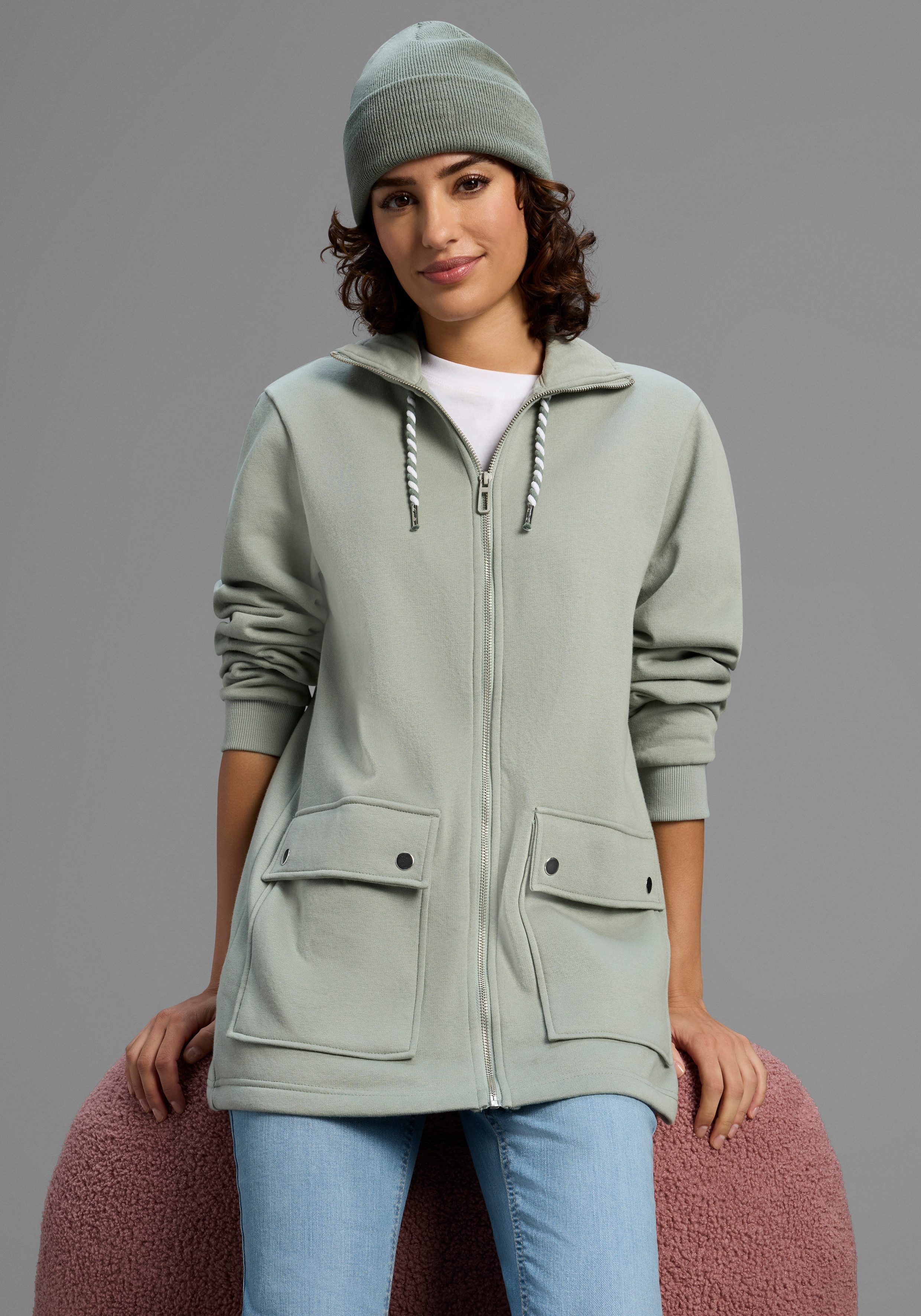 Laura Scott Sweatjacke Weiche Baumwollmischung mit günstig online kaufen