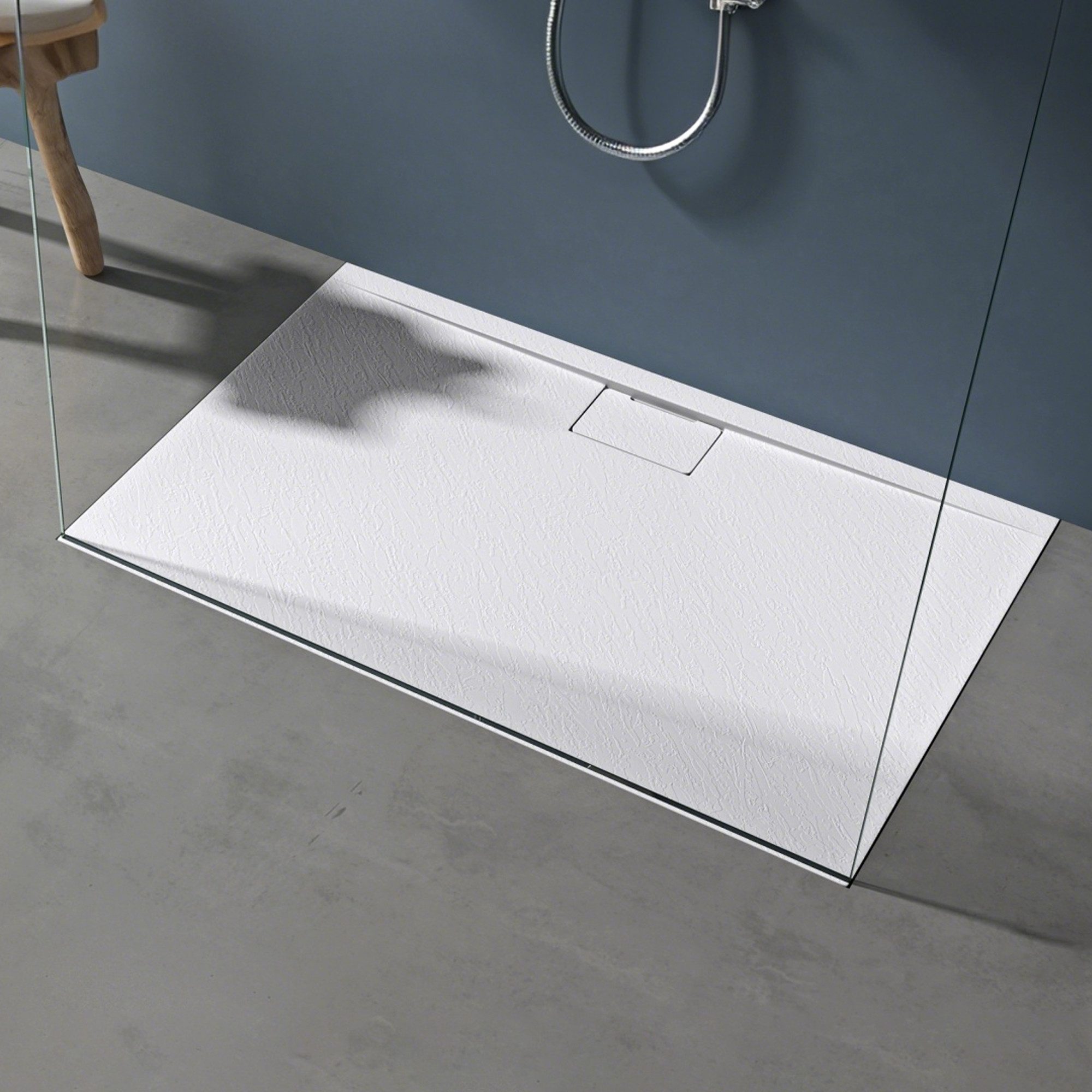 doporro Duschwanne Duschtasse flach aus Mineralguss DIN-Anschlüsse Boden Geoma07, Rechteckig, Mineralguss, BxT: 70-100cm x 80-160cm, Wahlweise mit oder ohne Abl – Bild 4 von 5