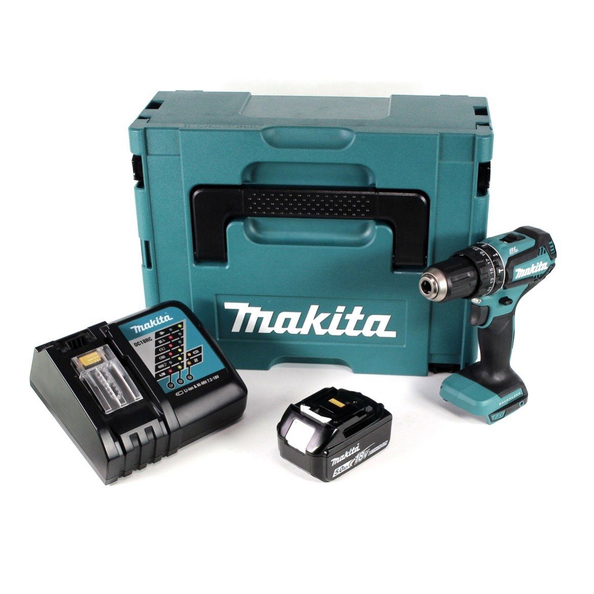 Thumbnail - Makita Schlagbohrmaschine DHP 485 RT1J 18 V Li-Ion Akku Schlagbohrschrauber im Makpac + 1 x 5,0