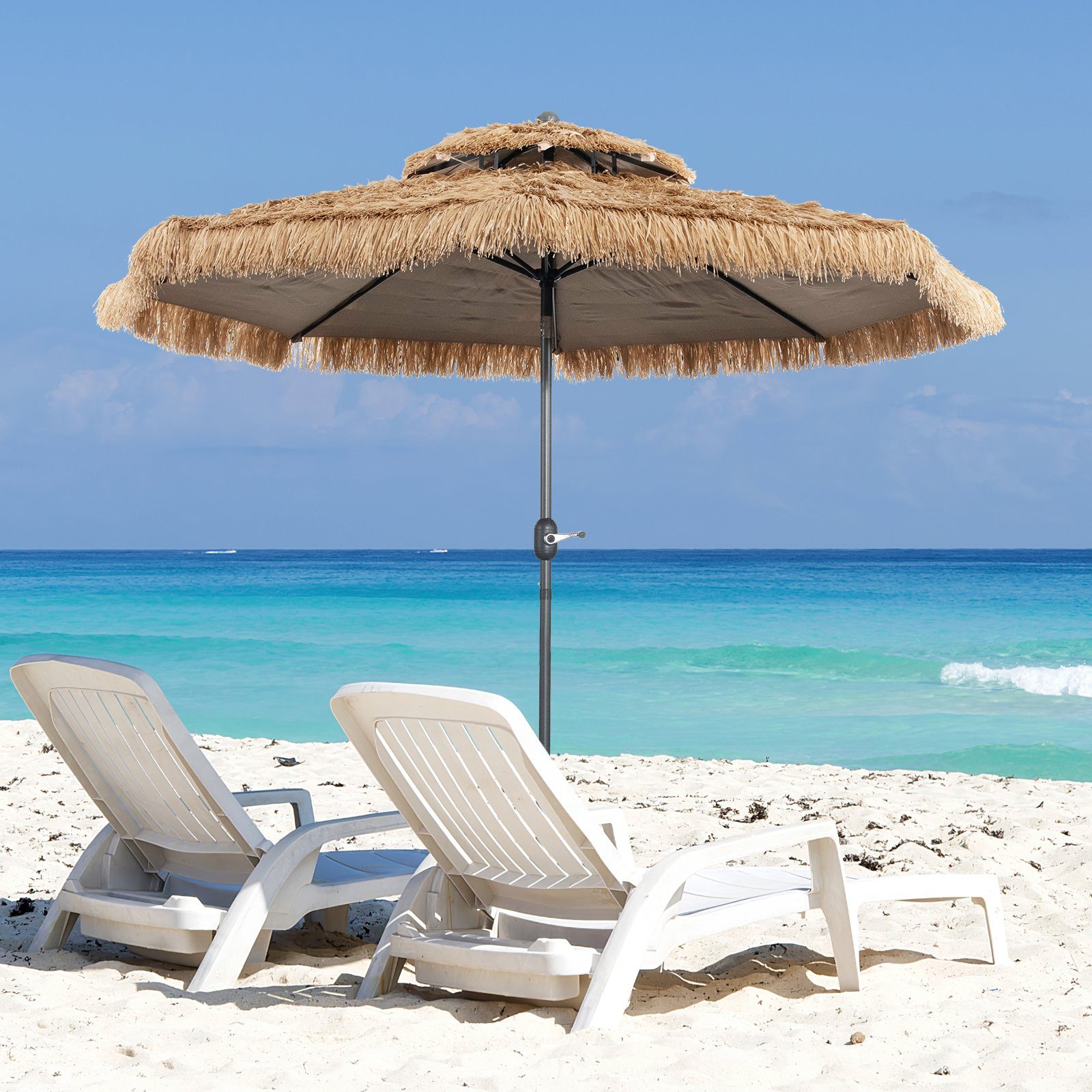 COSTWAY Sonnenschirm »Hawaii Strandschirm«, 2,7m mit Doppeldach, neigbar,  mit Tragetasche für Garten, Strand, Outdoor online kaufen | OTTO