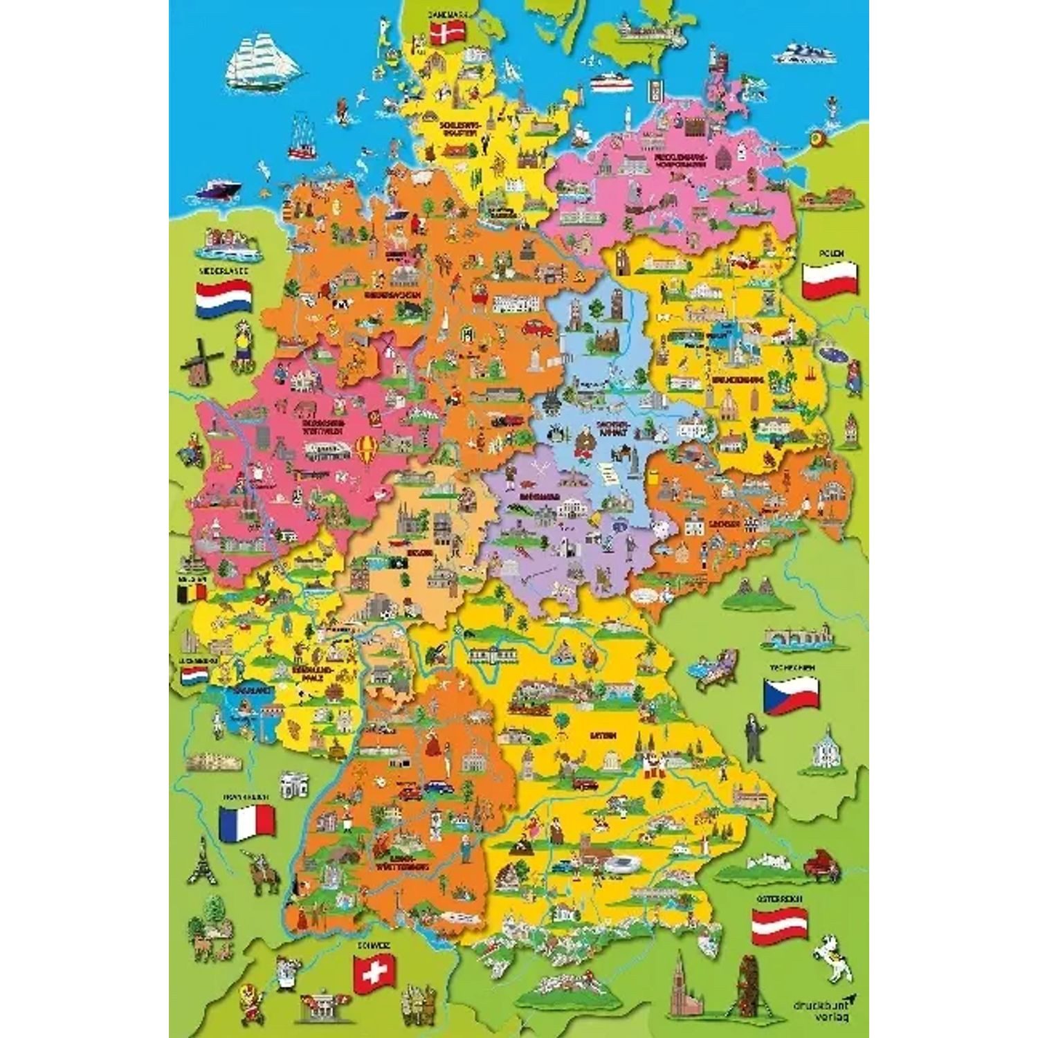 Schmidt Spiele Puzzle Deutschlandkarte mit Bildern (Kinderpuzzle), 299 Puzz günstig online kaufen
