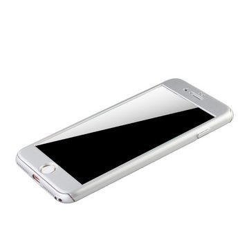 König Design Handyhülle Apple iPhone 7 Plus, Apple iPhone 7 Plus Handyhülle 360 Grad Schutz Full Cover Silber