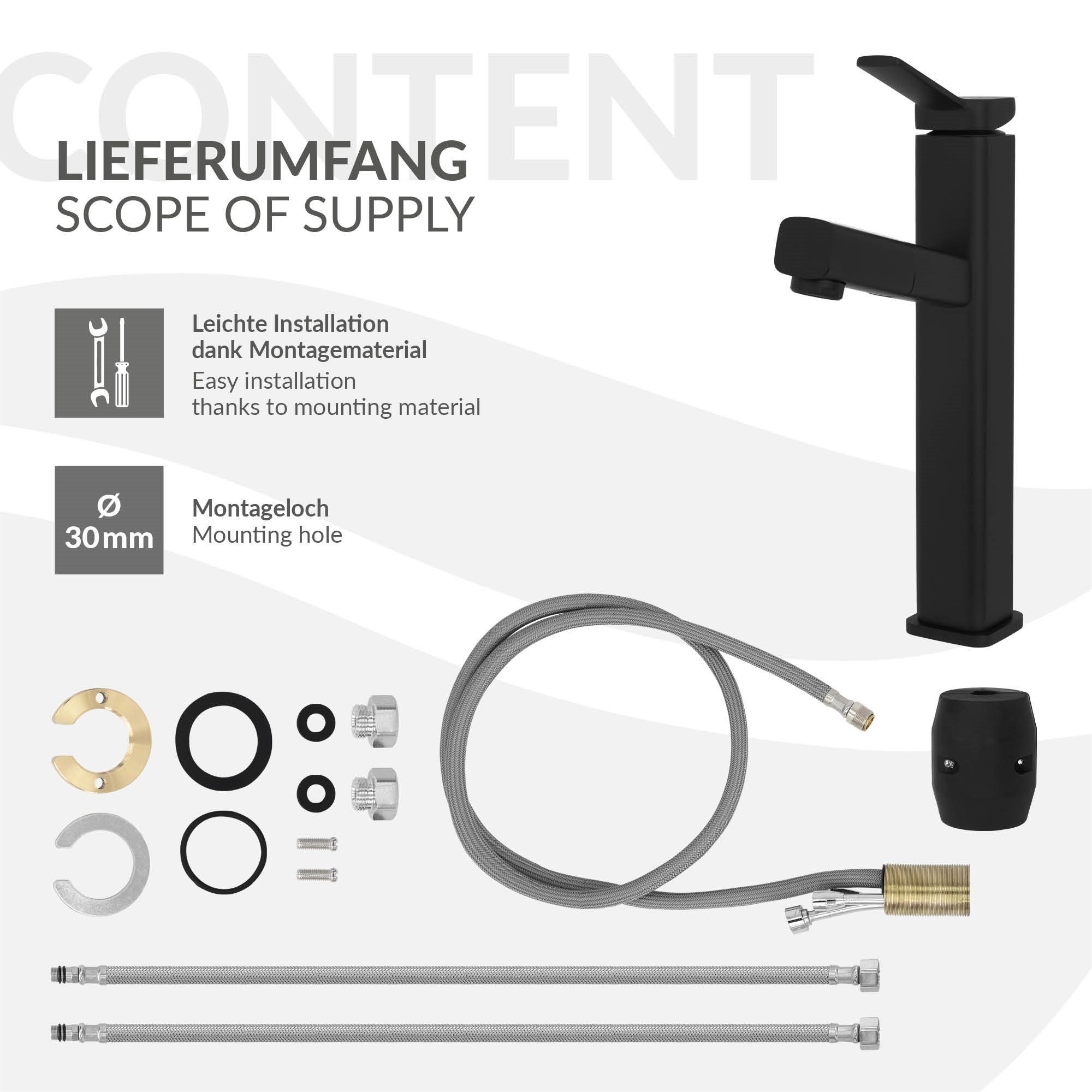 LuxeBath Waschtischarmatur Waschtischarmatur fürs 160x50x300 Badezimmer mm matt Schwarz