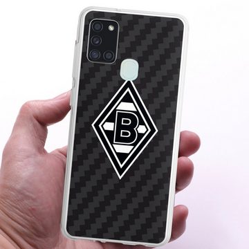 DeinDesign Handyhülle Gladbach Borussia Mönchengladbach Carbon Borussia Raute Carbon, Samsung Galaxy A21s Silikon Hülle Bumper Case Handy Schutzhülle