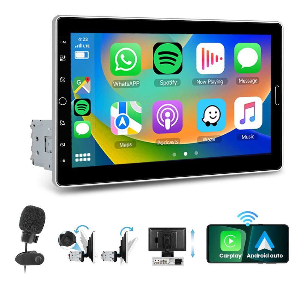 Hikity 1 DIN 10.1" HD Touchscreen Monitor Universal Auto MP5 Player Autoradio (1801 W, Unterstützung für YouTube-Bildschirmspiegelung)