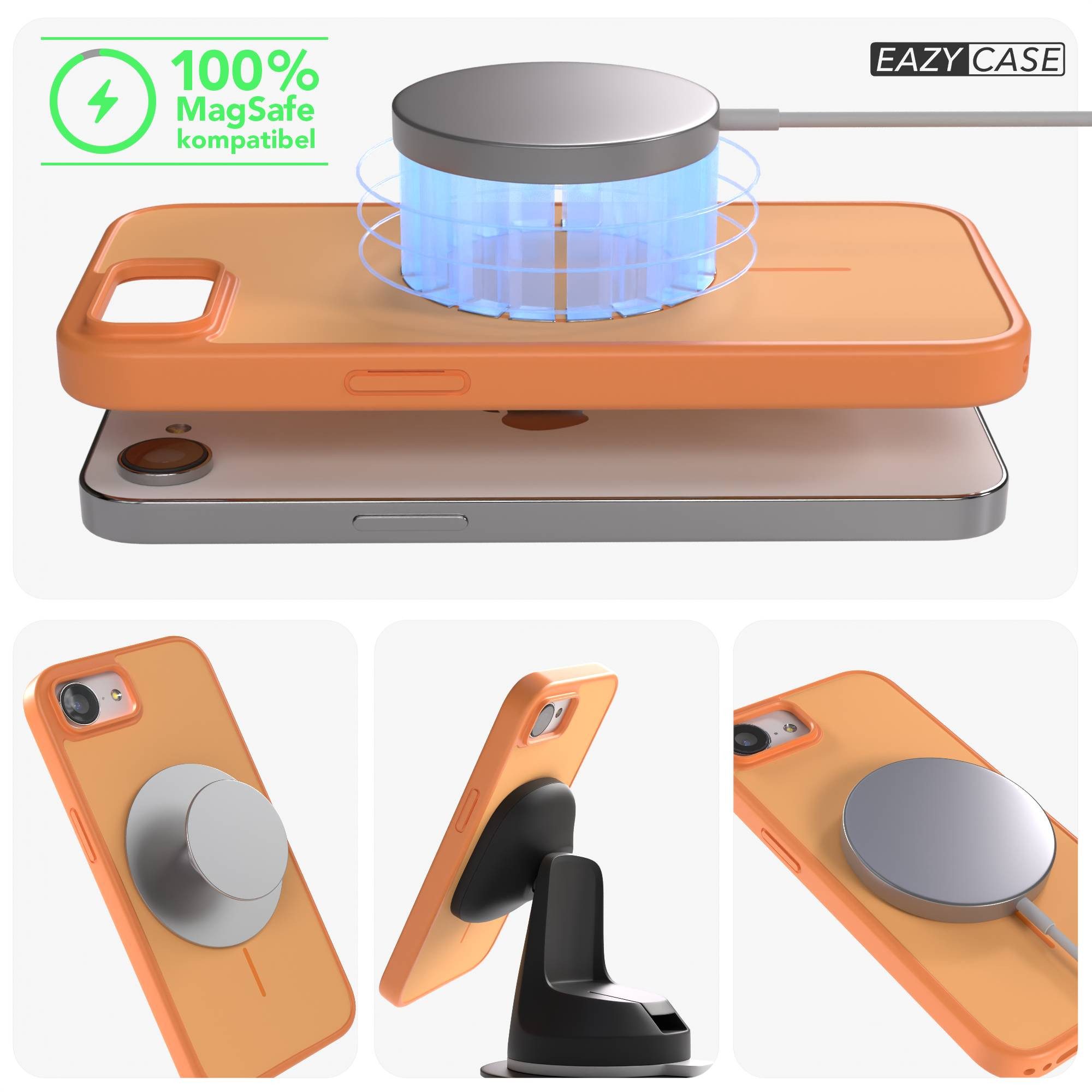 EAZY CASE Handyhülle Slim Outdoor MagSafe Case für Apple iPhone 16e 6,1 Zoll, Robustes Slim Case mit MagSafe Kompatibilität in Orange