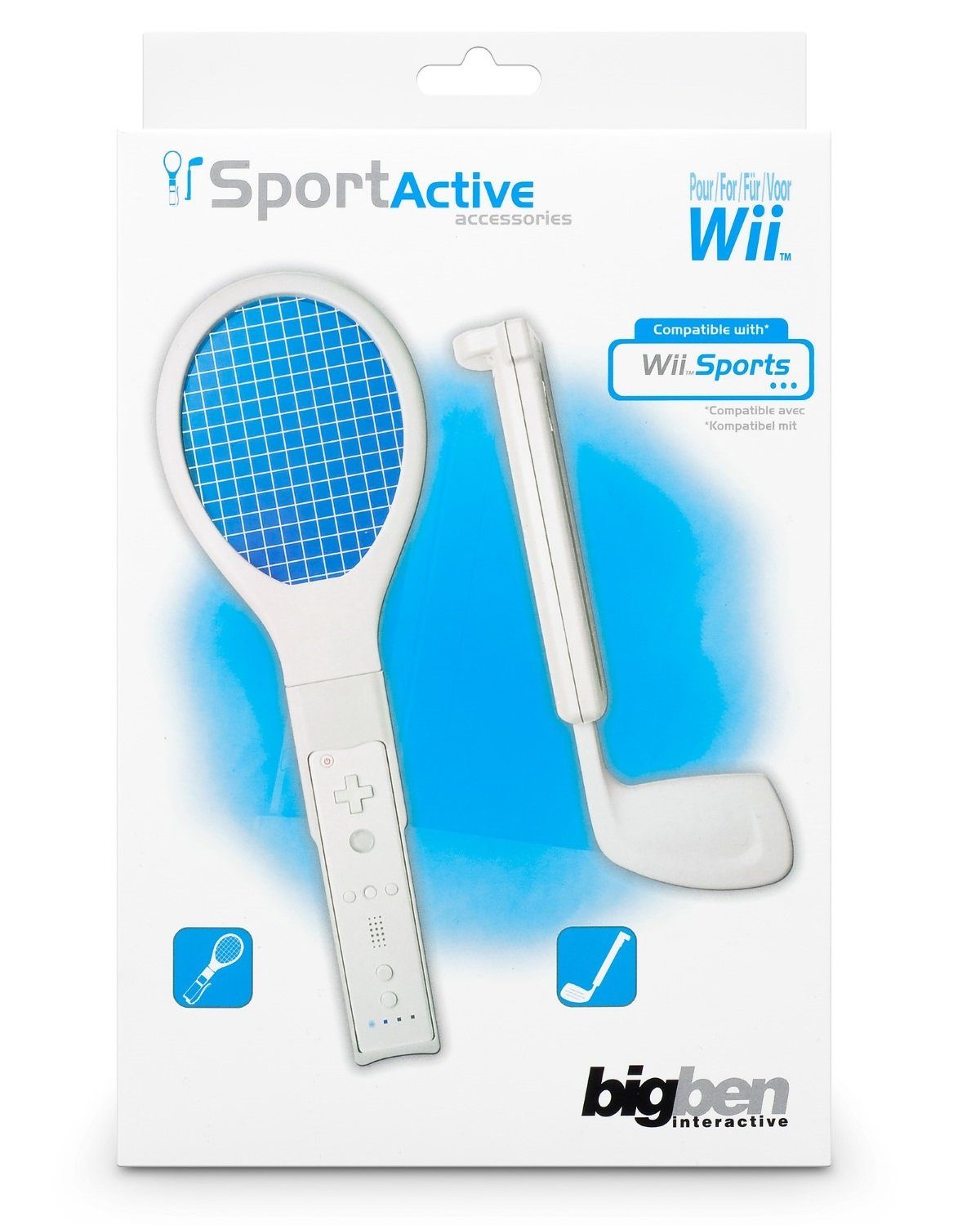 BigBen Bigben Tennis-Schläger + Golf Controller Controller (Halterung für  Wiimote, Realistisches Game-Play für Wii Sports Spiele)