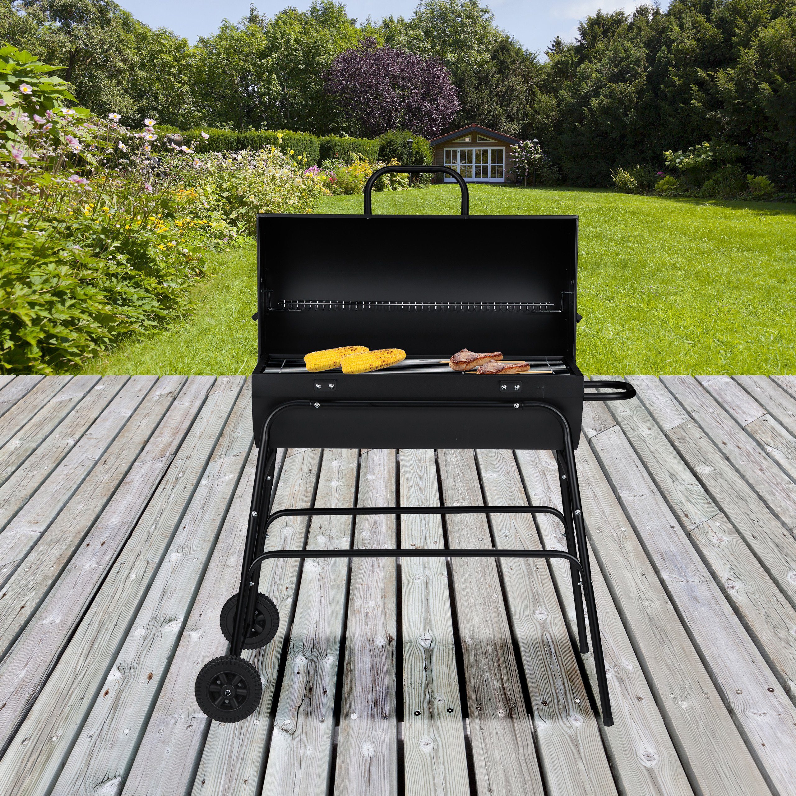 relaxdays Holzkohlegrill mit Deckel