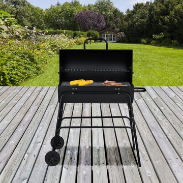 relaxdays Holzkohlegrill Holzkohlegrill mit Deckel