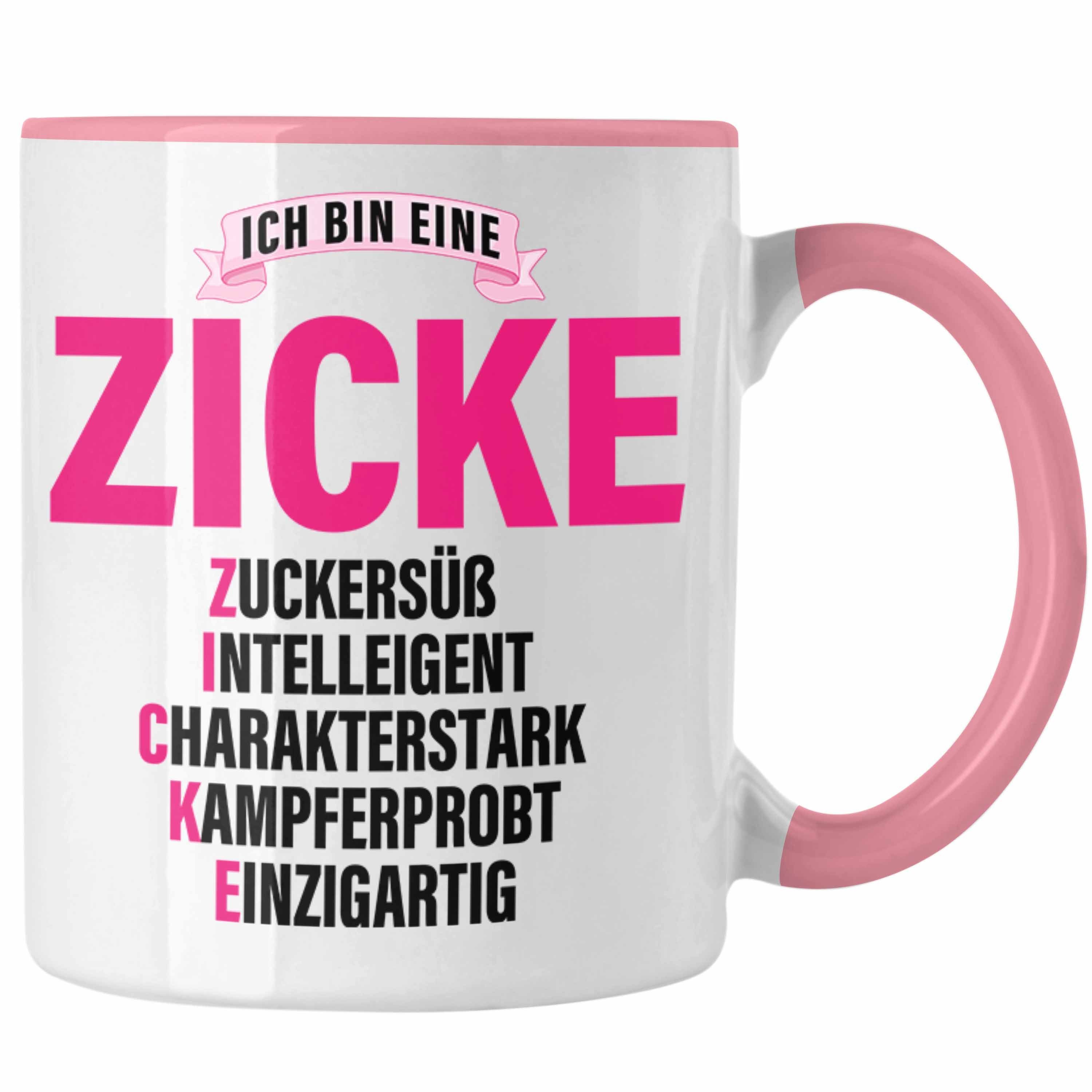 Trendation Tasse Trendation - Zicke Tasse Geschenk Kaffeetasse für Frauen Frau Lustig Pink Rosa