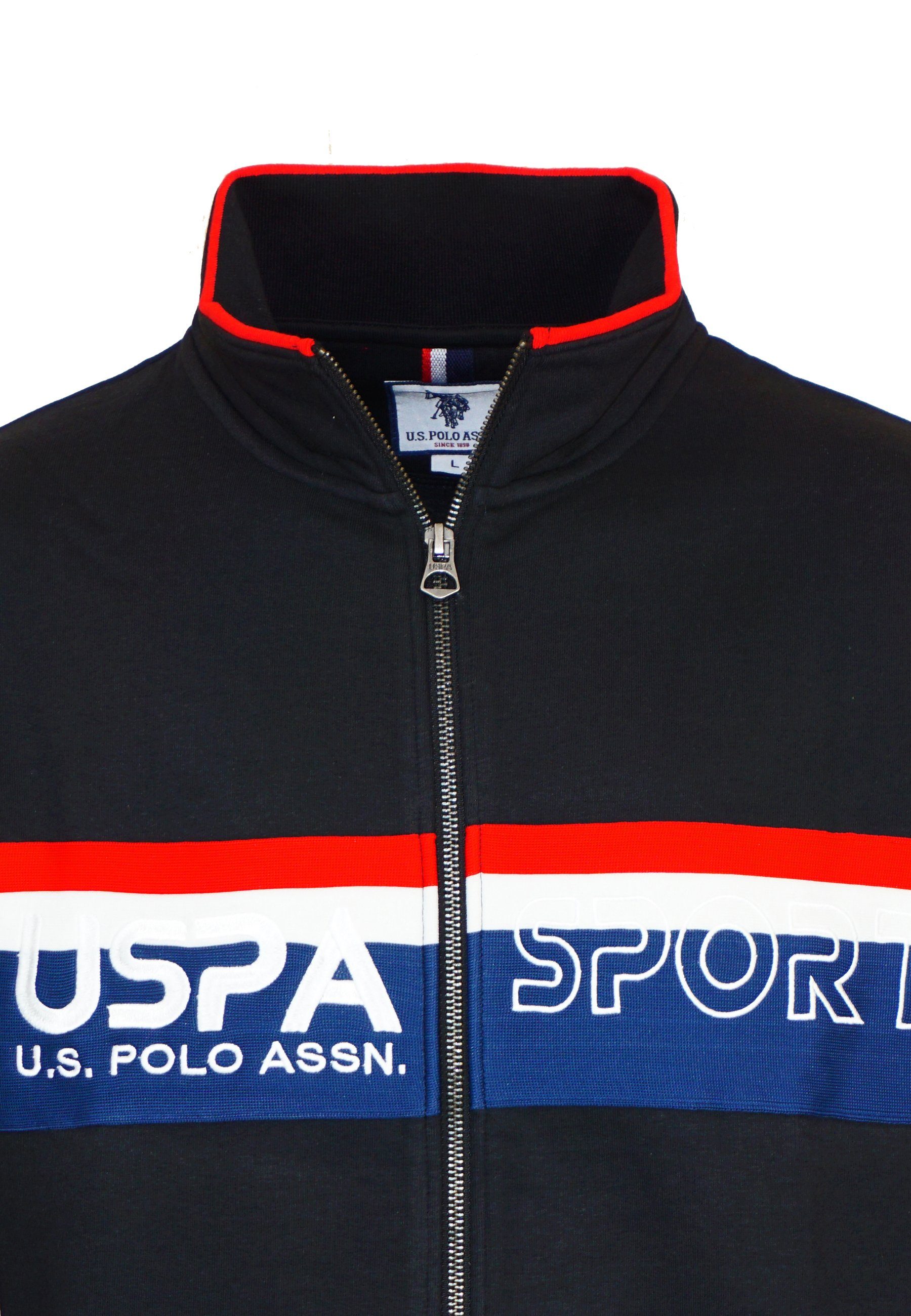 schwarz Assn USPA (1-tlg) Jacke Sweatjacke Sweatjacke U.S. Sport Polo