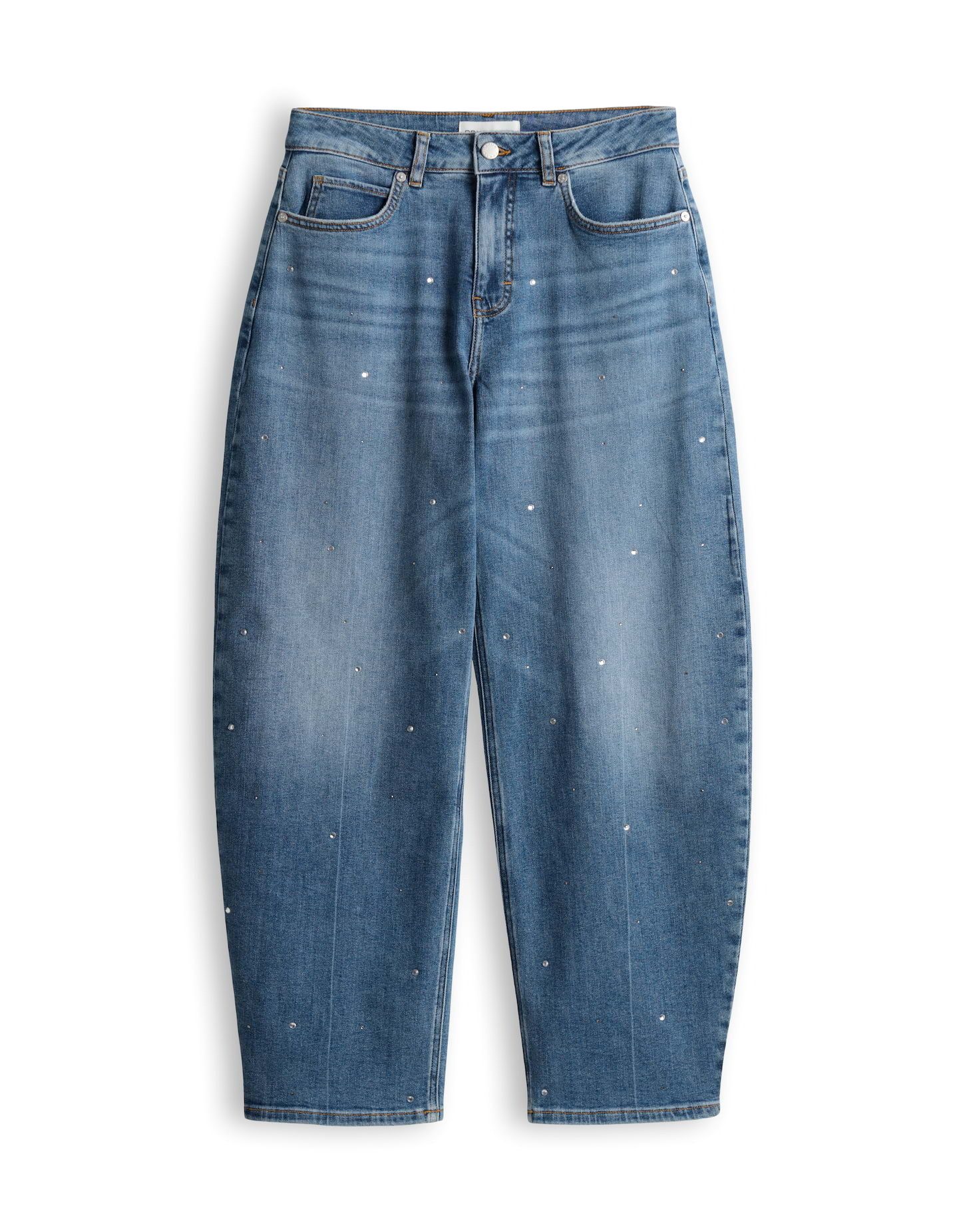 OPUS PANTS Relax-fit-Jeans Mari clear aus Baumwolle mit ovaler Passform Ovale Beinform mit Stretchkomfort und funkelnden Strassnieten – Bild 2 von 5