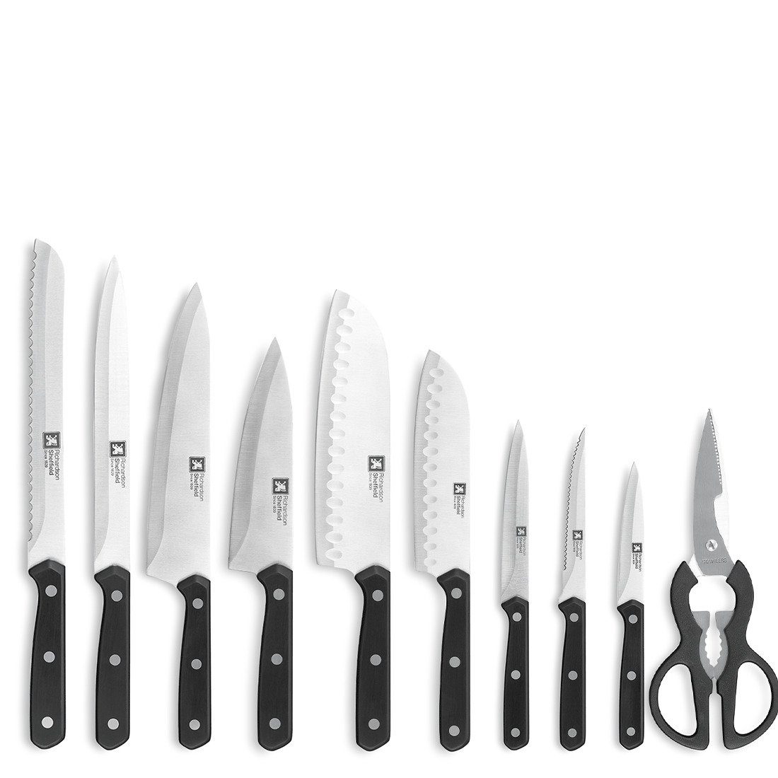 Richardson Sheffield Messerblock CUCINA (10tlg), platzsparender Bambusblock, Klinge: 3Cr14, inklusive 10 Messer