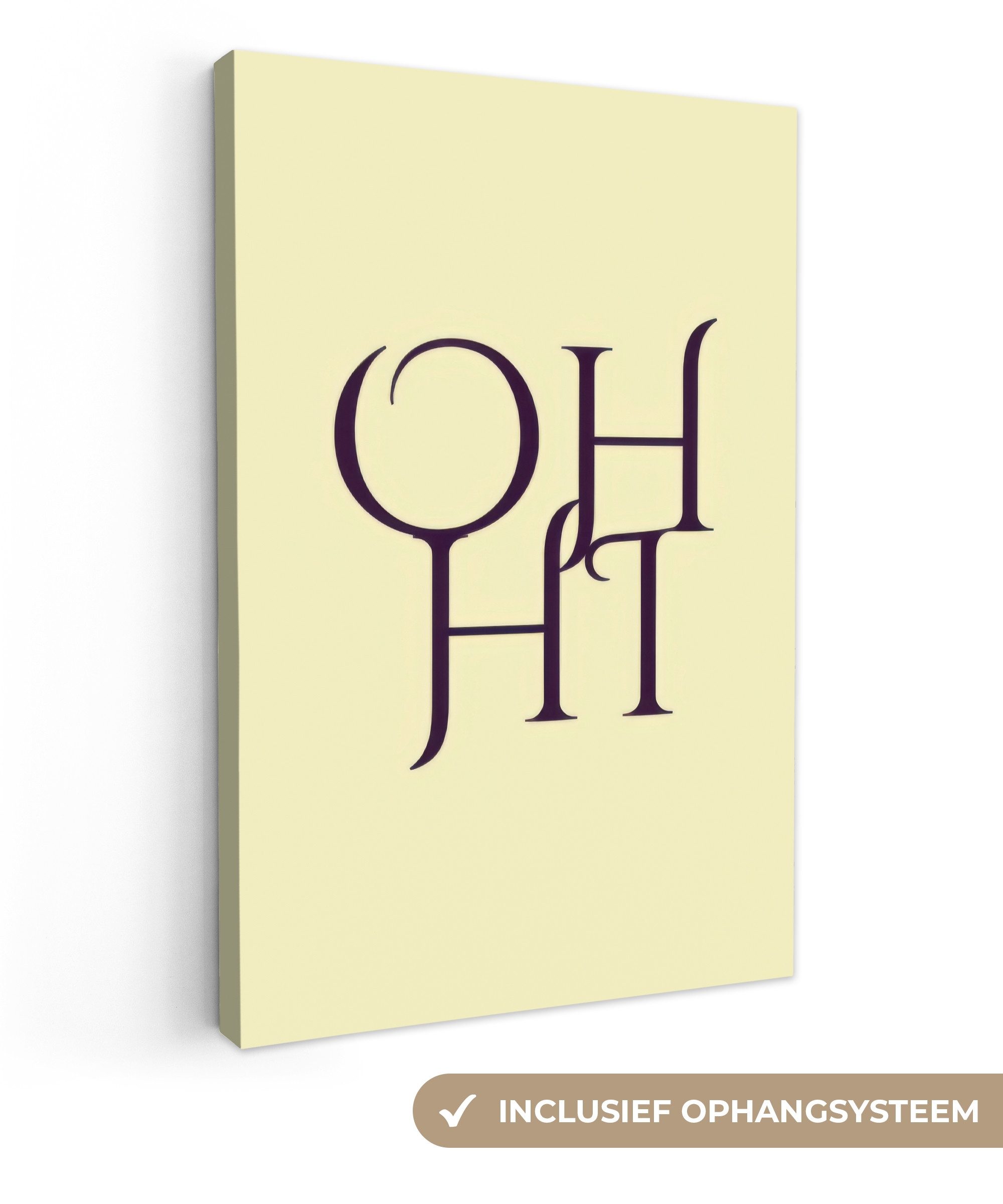 OneMillionCanvasses® Leinwandbild Oh hallo - Gelb - Monogramm, Fotodruck (1 St), Leinwandbilder XXL für Wohnzimmer 90x140 cm