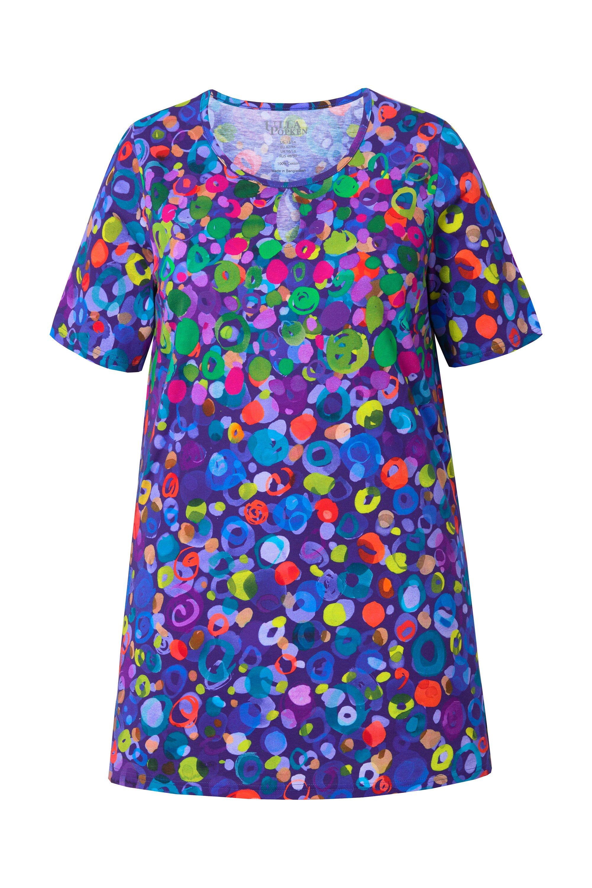 Ulla Popken Longshirt Longshirt A-Linie Rundhals Keyhole Halbarm günstig online kaufen