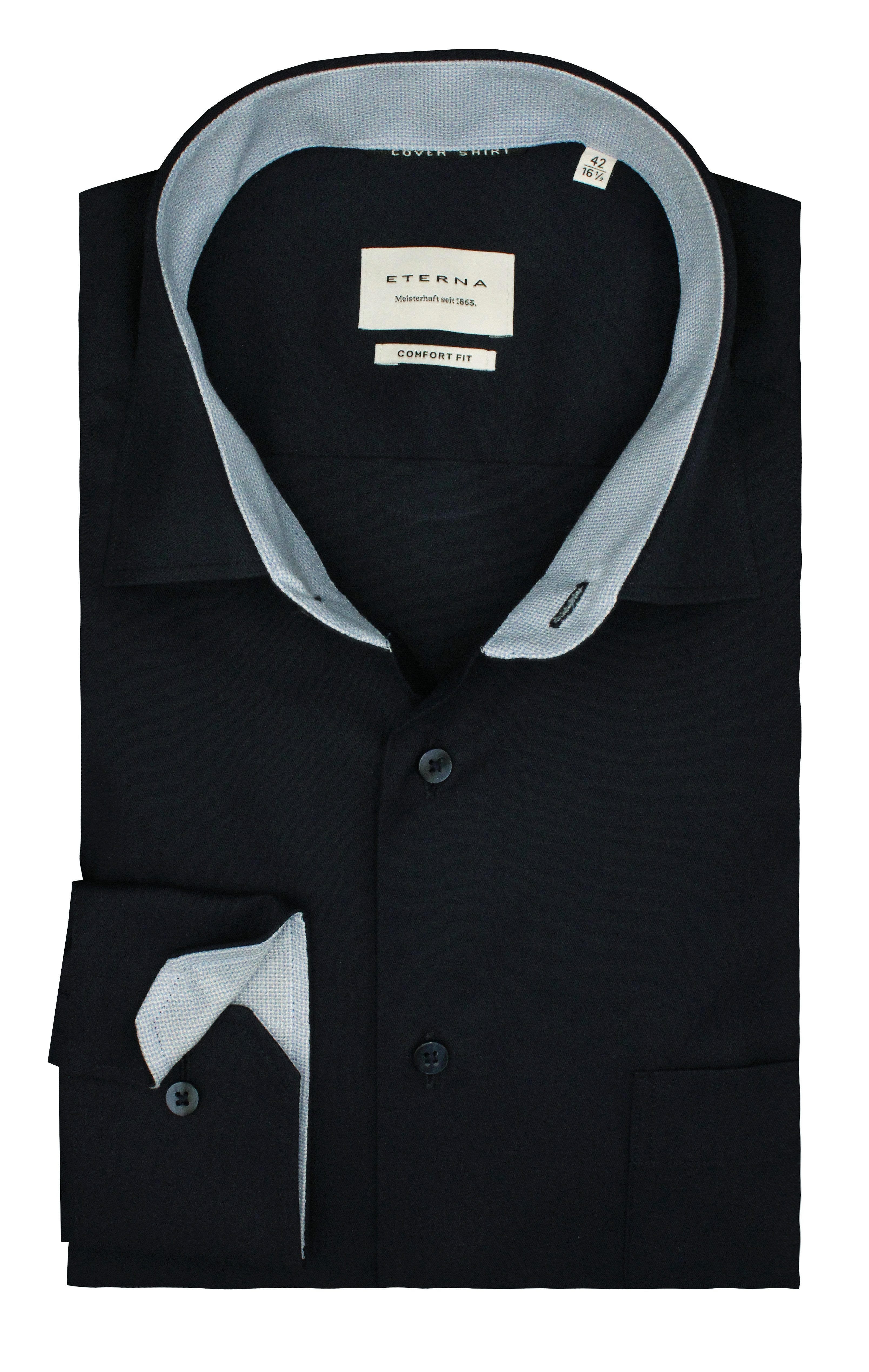 Eterna Businesshemd Langarm Comfort Fit, Dunkelblau, Bügelfrei, Blickdicht, günstig online kaufen