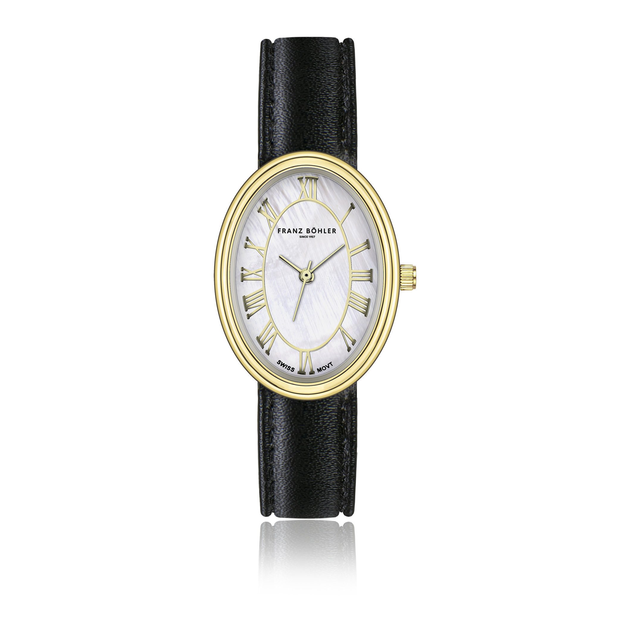 FRANZ BÖHLER Quarzuhr BD1-S014G Cavloc Silver&Gold, gepolstert und glatt vernäht