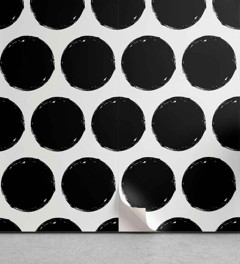 Abakuhaus Vinyltapete selbstklebendes Wohnzimmer Küchenakzent, Kreise Grungy Runde Formen