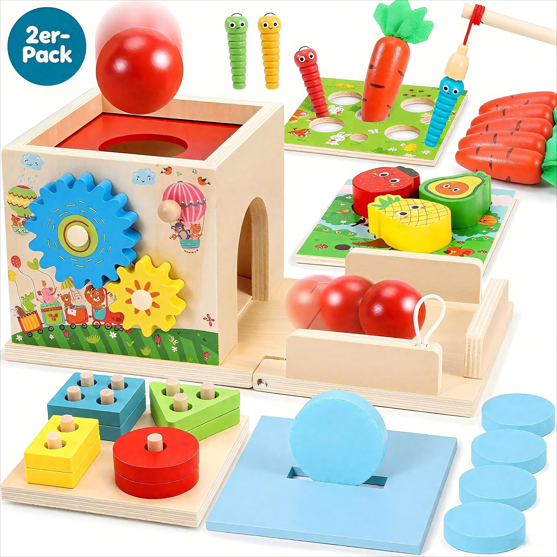 POPOLIC Lernspielzeug 8-in-1 Holzspielzeugkiste, Motorikspielzeug, Baby-Sin günstig online kaufen