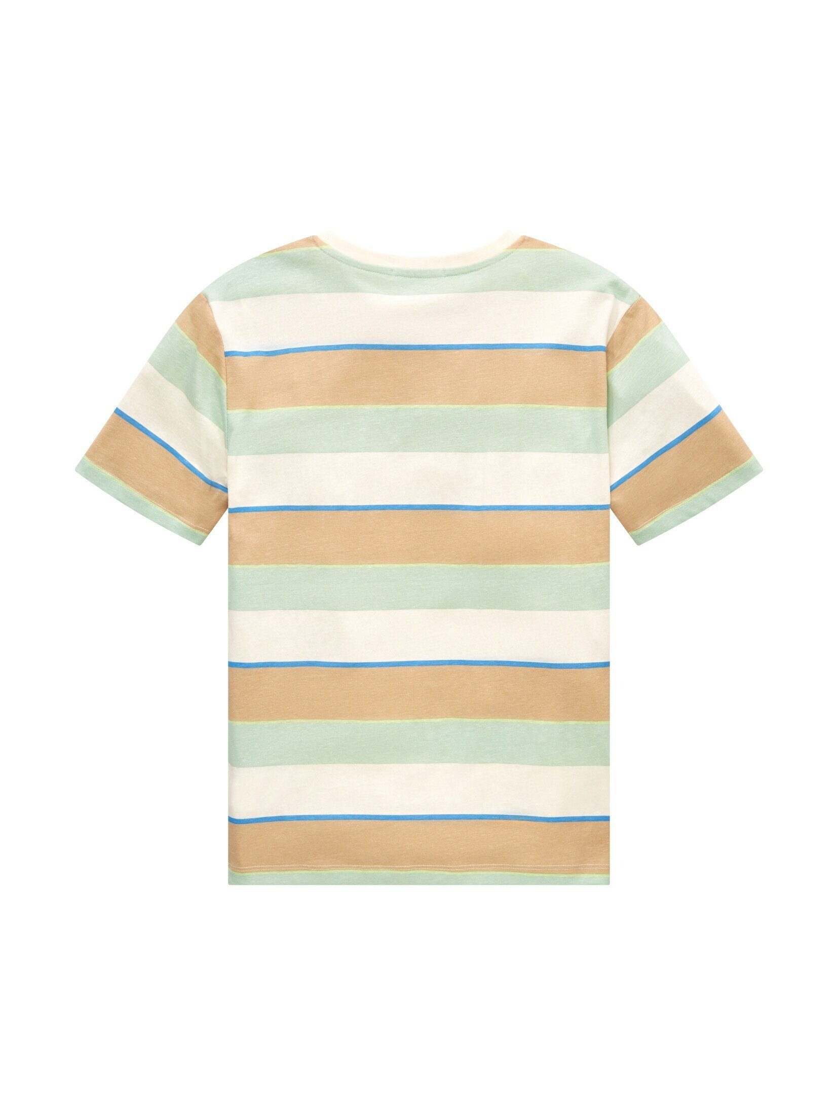 TOM TAILOR Gemustertes block stripe T-Shirt mint multicolor T-Shirt
