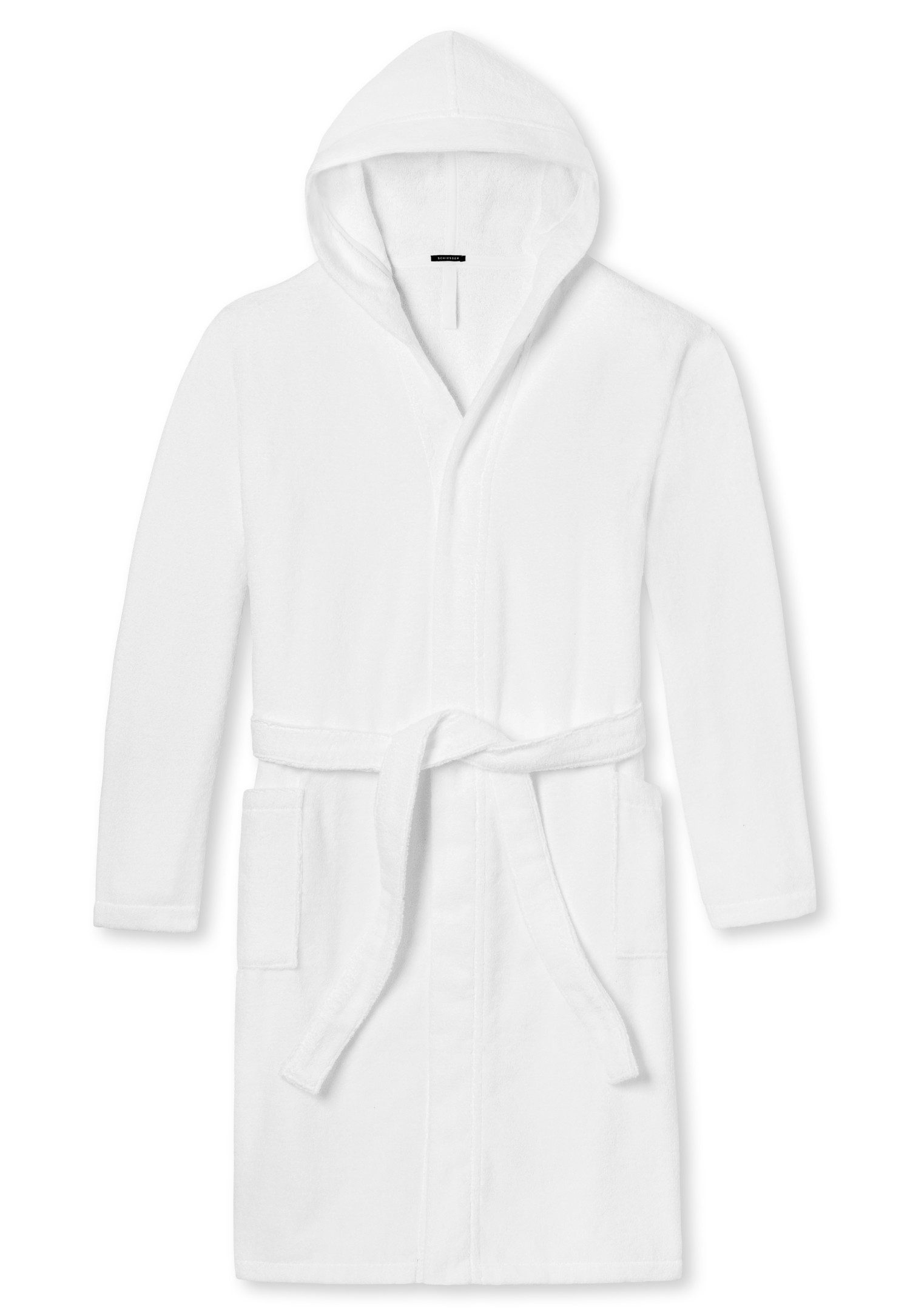 Schiesser Damenbademantel Essentials, Midilänge, Baumwolle, Kapuze, Gürtel, günstig online kaufen