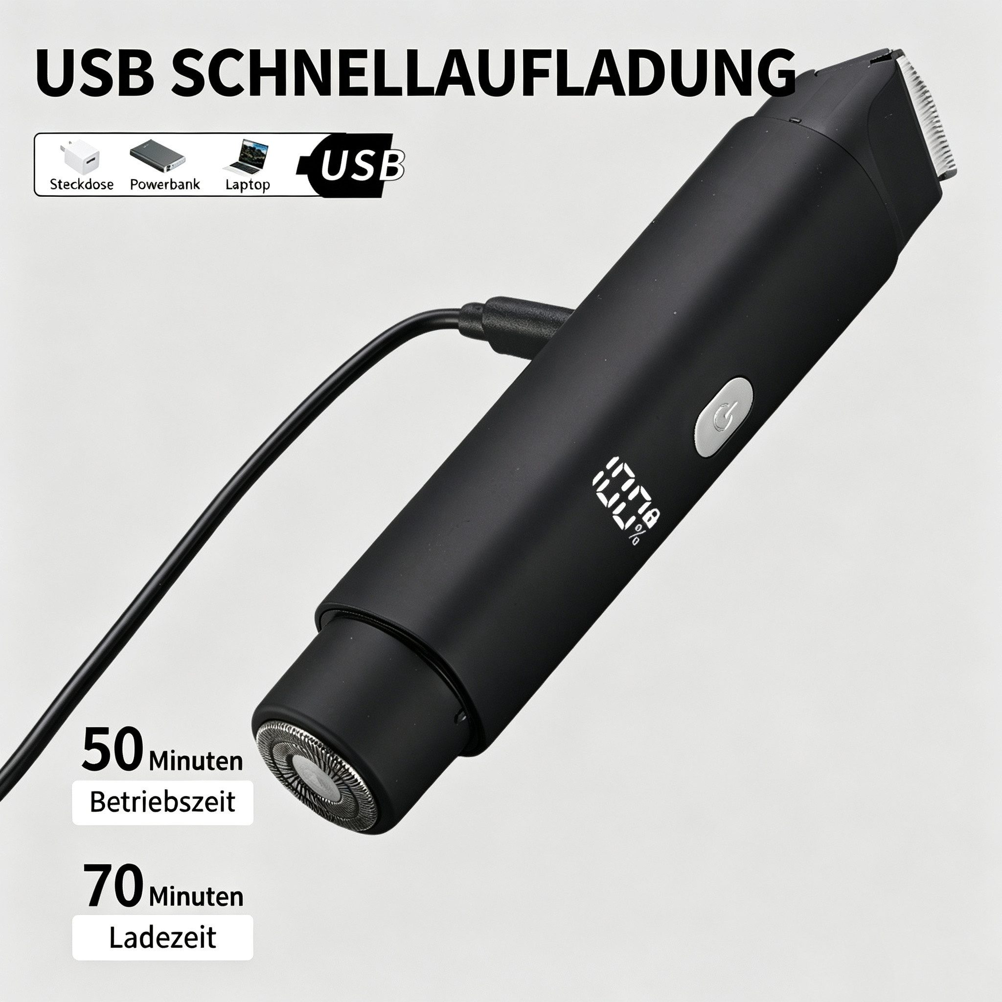 Luckice Elektrokörperrasierer Elektrischer Bikinitrimmer, 2-in-1 Damenrasierer mit 2 Scherköpfen, Aufsätze: 5, Trimmer + Folienrasierer, USB-C, LED-Akkuanzeige, Aufsteckkamm, für Bikinizone, hseln & Körper, Rosa, wiederaufladbar