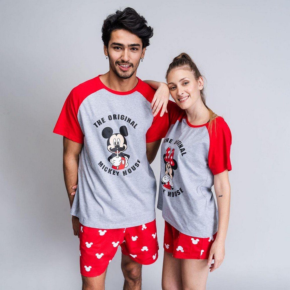 Minnie Damen Pyjama Teiler Nachtwäsche Rot 2 Schlafanzug Pyjama Mouse Disney Mouse Langarm Minnie