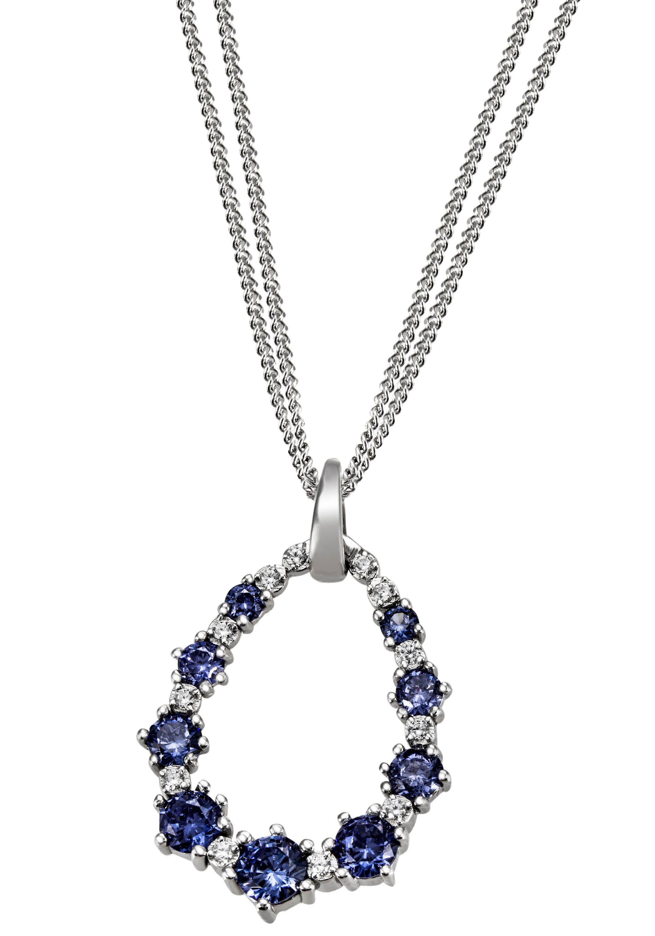 Firetti Kette mit Anhänger Schmuck Geschenk Silber 925 Halsschmuck Halskette Panzerkette Tropfen, mit Zirkonia (synth)