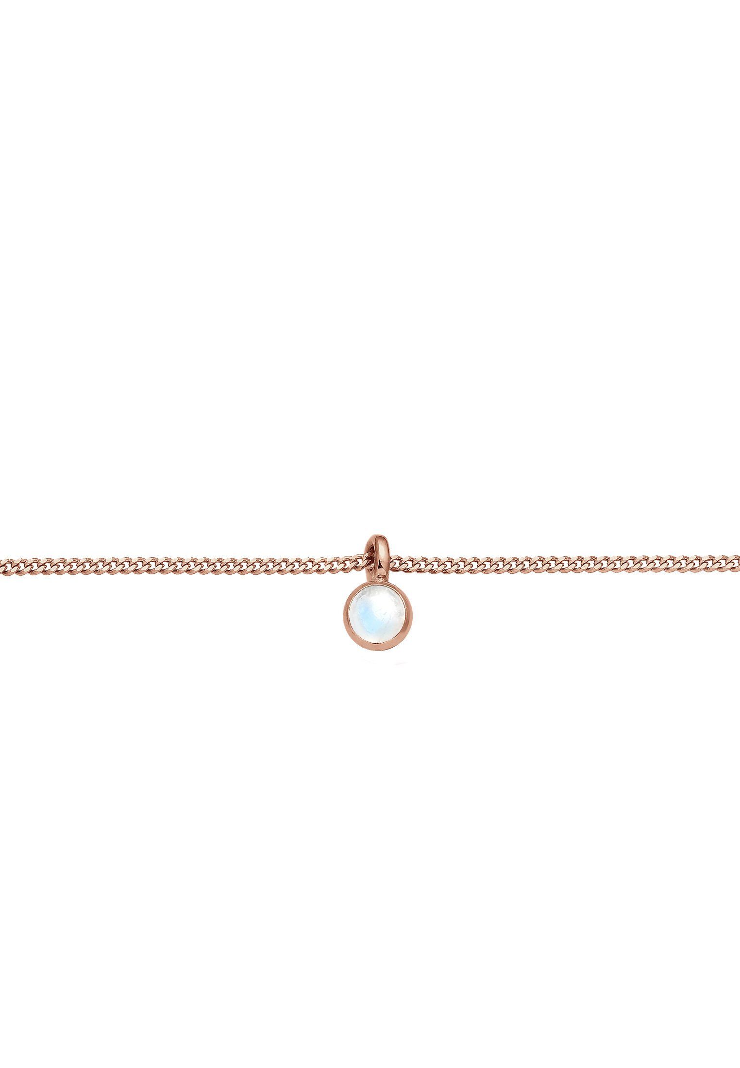 Choker Anhänger Collier Elli Silber Rund mit Rosegold Mondstein 925