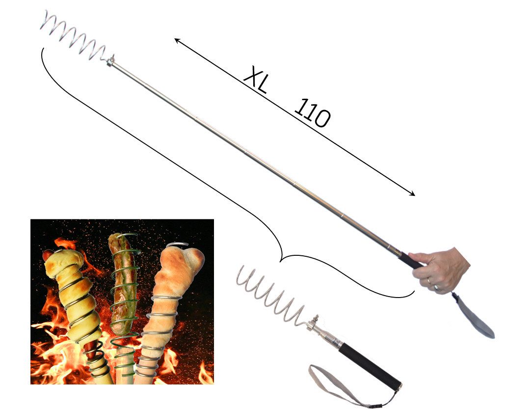 TWISTI Grillspieß Twisti Stockbrot Spieß Wurstgrill ausziehbar XL bis 110cm Edelstahl (1-St)