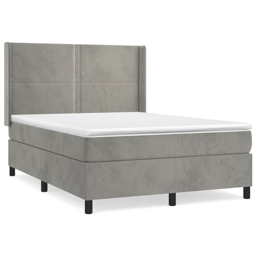 Vidaxl Boxspringbett Mit Matratze Hellgrau 140x190 Cm Samt günstig online kaufen