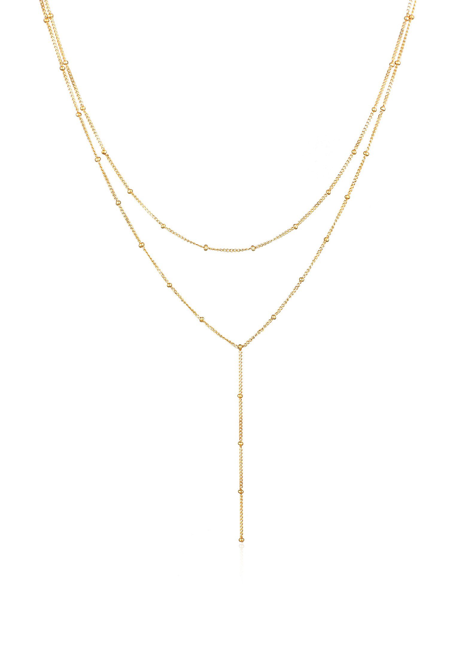 Elli Ketten-Set Layer Y-Kette Kugelkette 925 Silber Gold