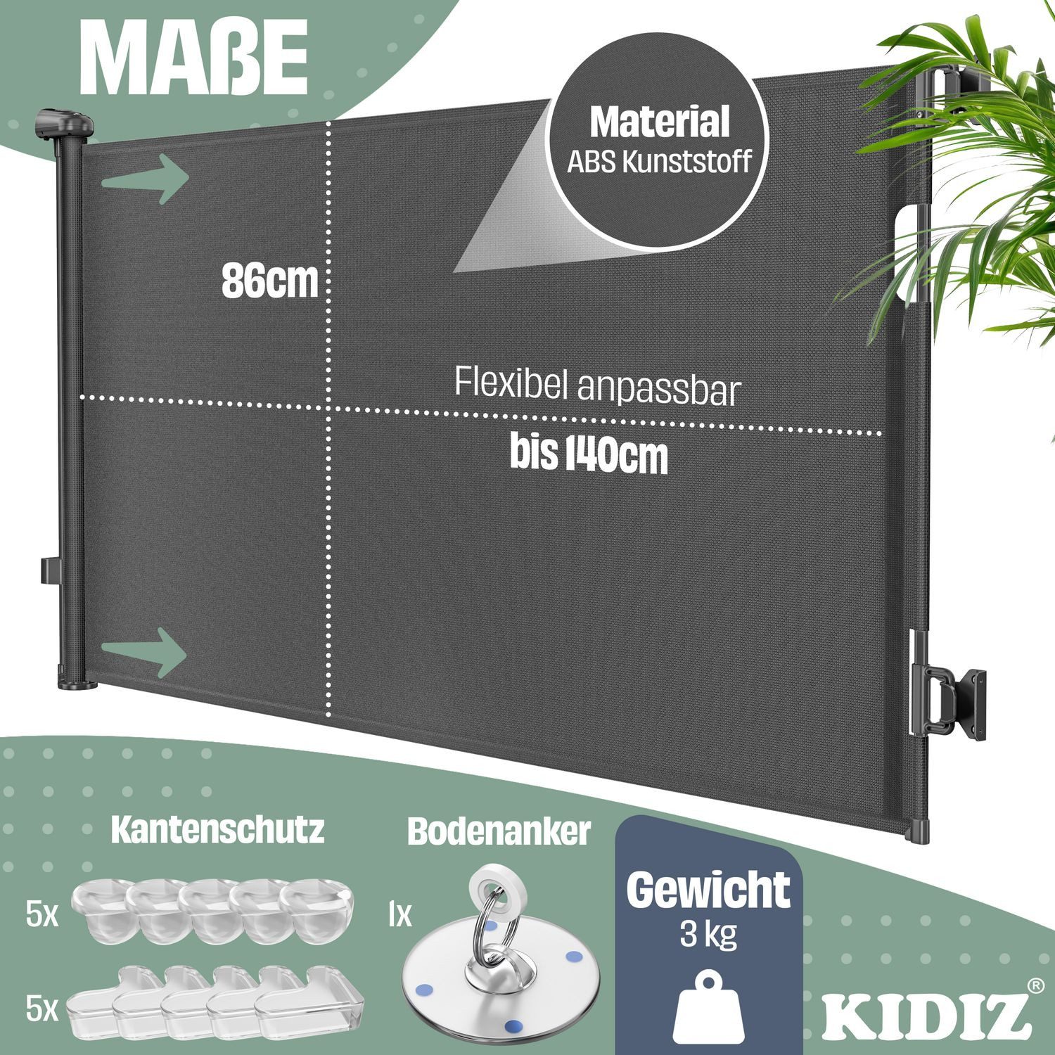 KIDIZ Türschutzgitter Treppenschutzgitter ausziehbar bis 140cm für Kinder, günstig online kaufen