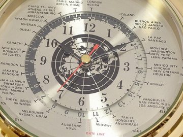Linoows Uhr Wanduhr, Weltzeituhr, Bullaugen Schiffsuhr 22 cm