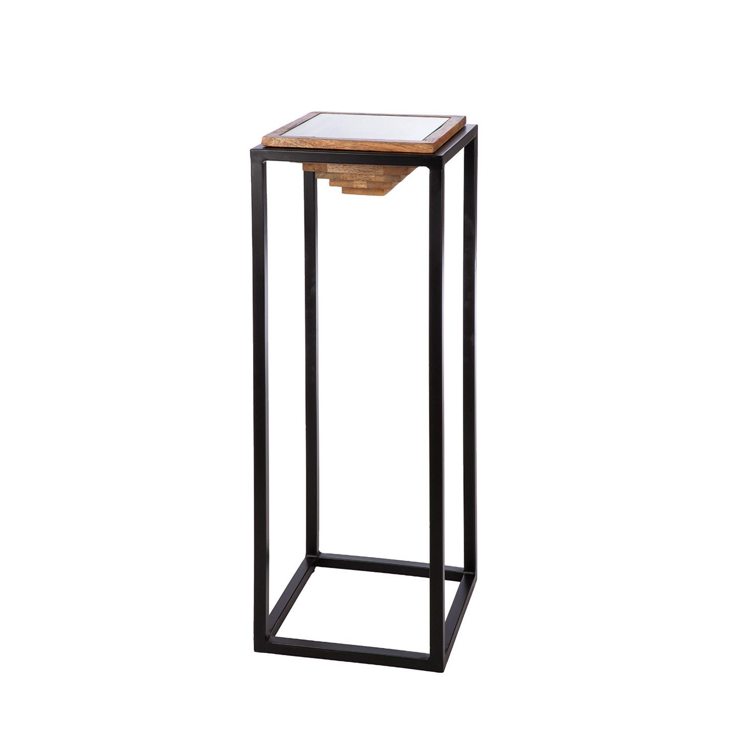 GILDE Dekosäule MOOREA - Deko-Säule aus Mangoholz und Glas - H. 91cm x B. 30cm (1xDeko-Säule, 1 Stück), Tisch - Glastisch - Dekoration - Abstelltisch - Ablage - Hingucker