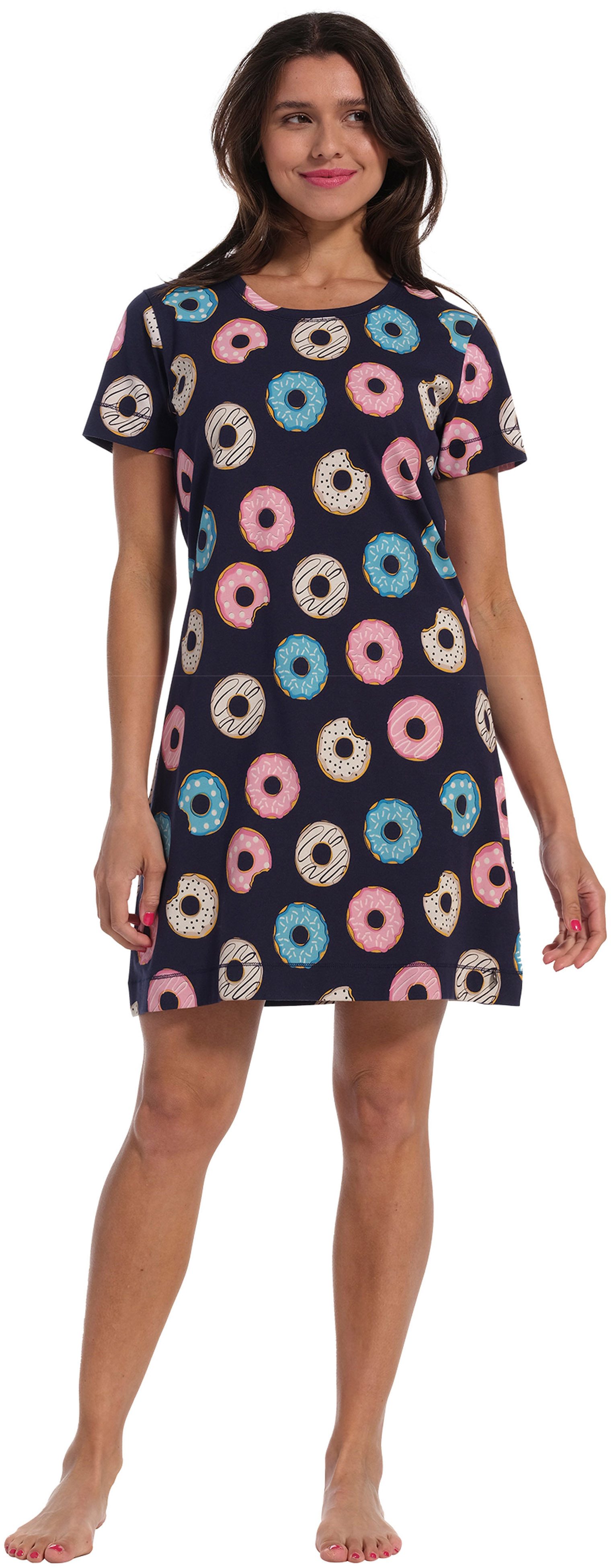 Pastunette Nachthemd Damen Schlafshirt mit Donuts (1-tlg) Super Süß