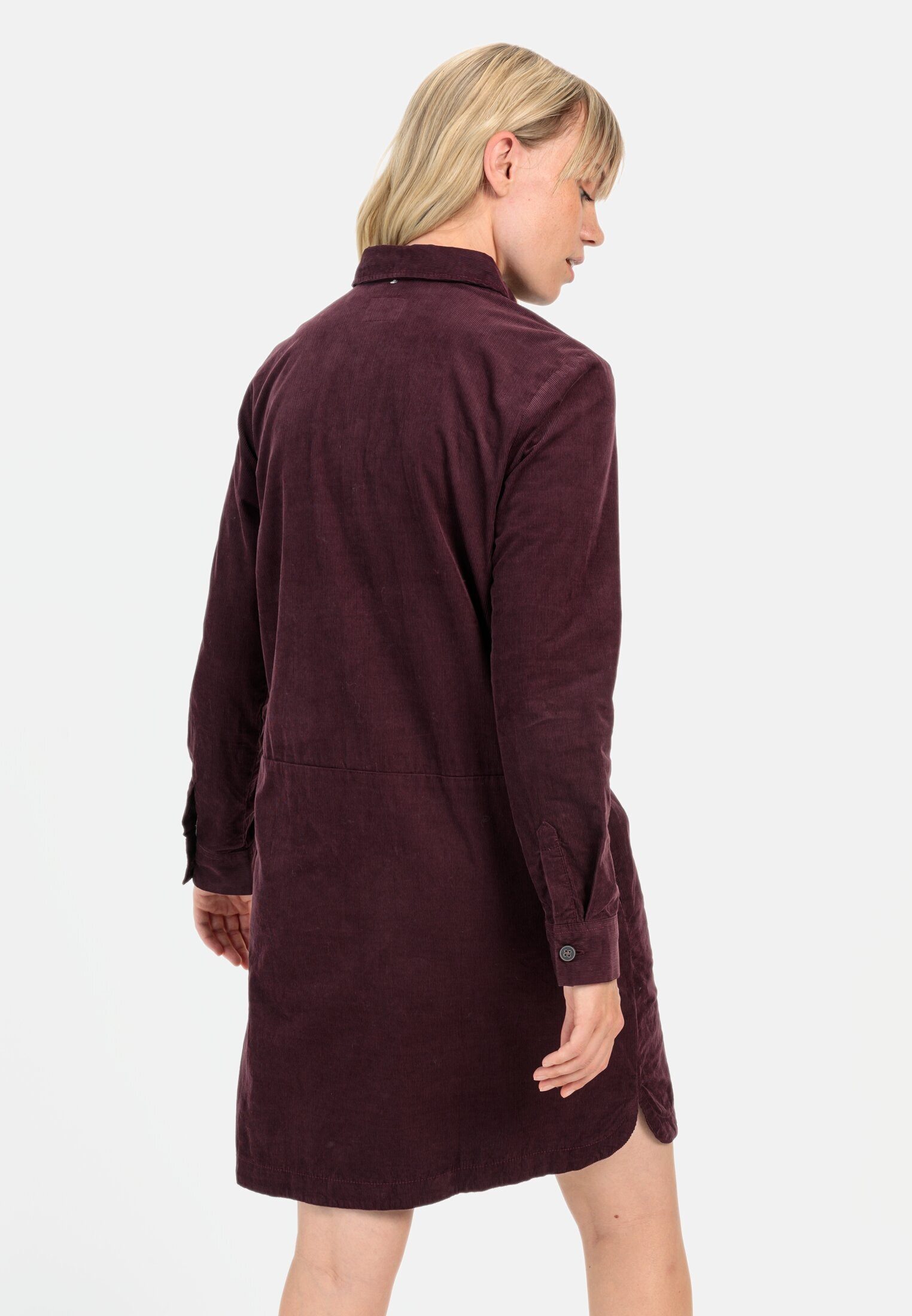 camel active Cordkleid aus reiner Baumwolle Langarm Button-Down Markenlabel günstig online kaufen