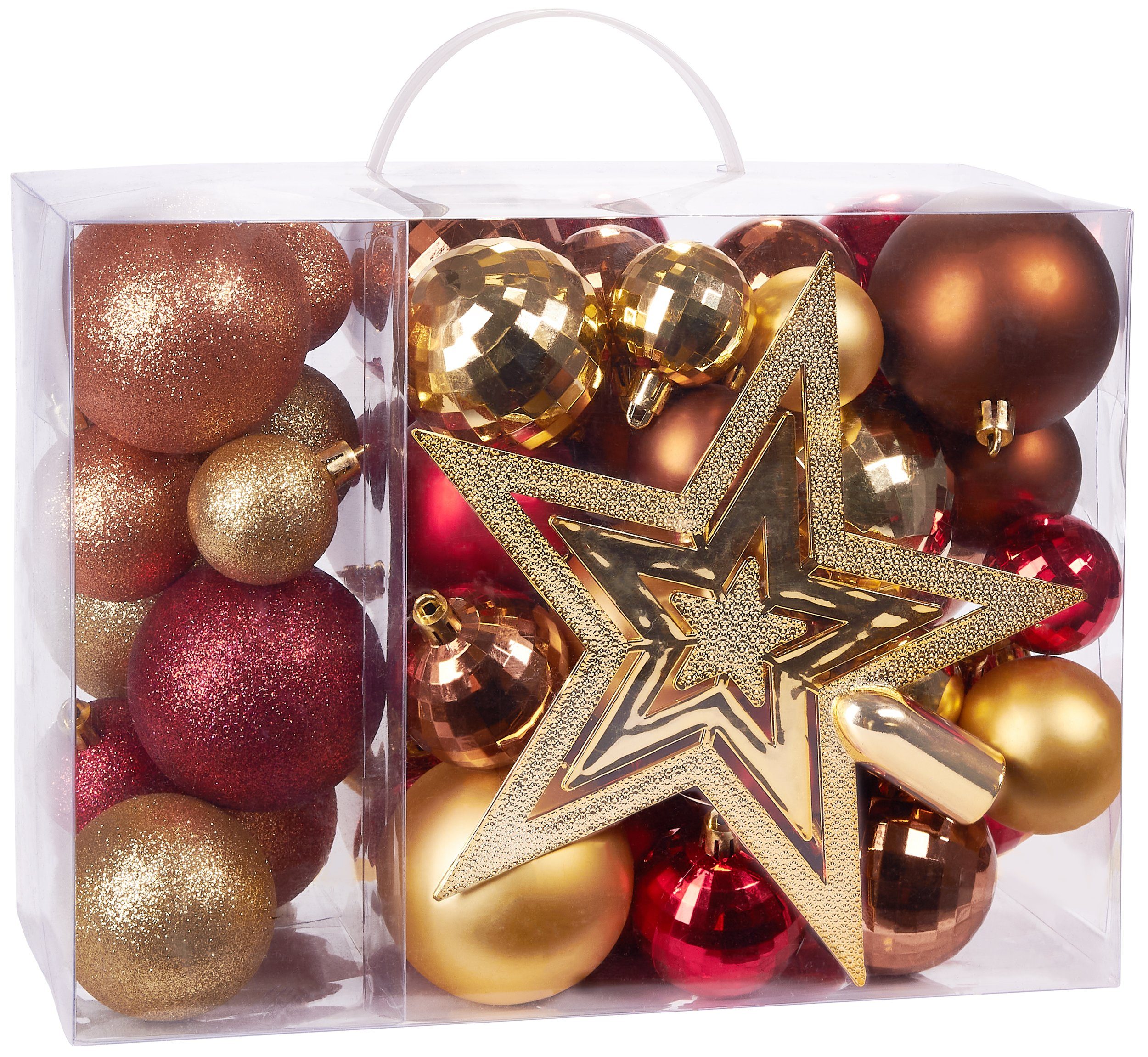Weihnachtsbaumkugel 50-teiliges Weihnachtskugel-Set mit Baumspitze