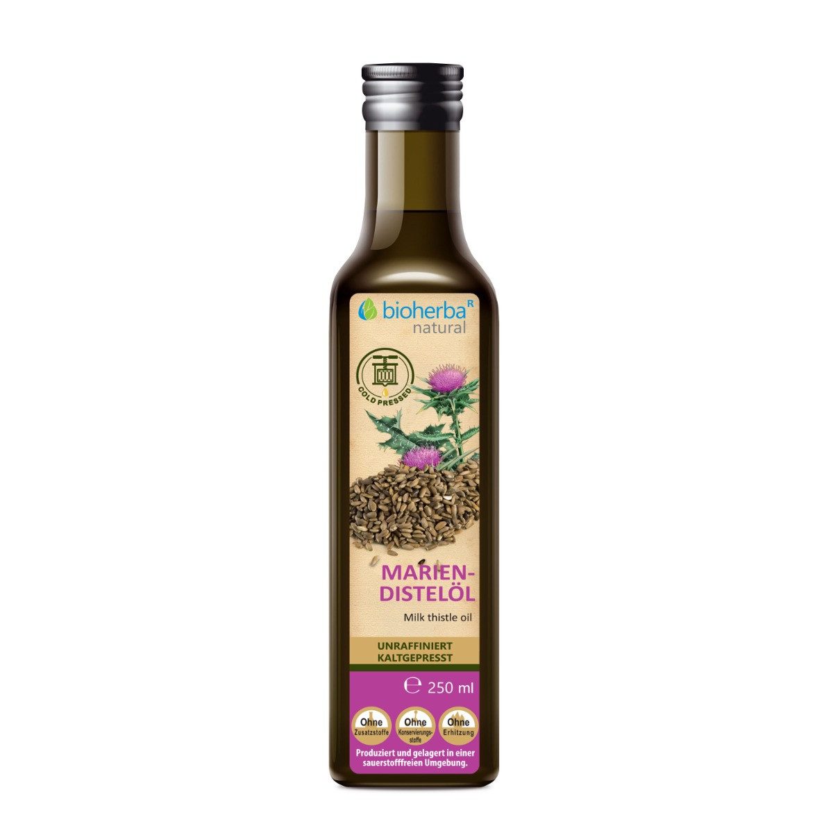 BIOHERBA R Mariendistelöl 250 ml kaltgepresst, unraffiniert Nahrungsergänzungsmittel