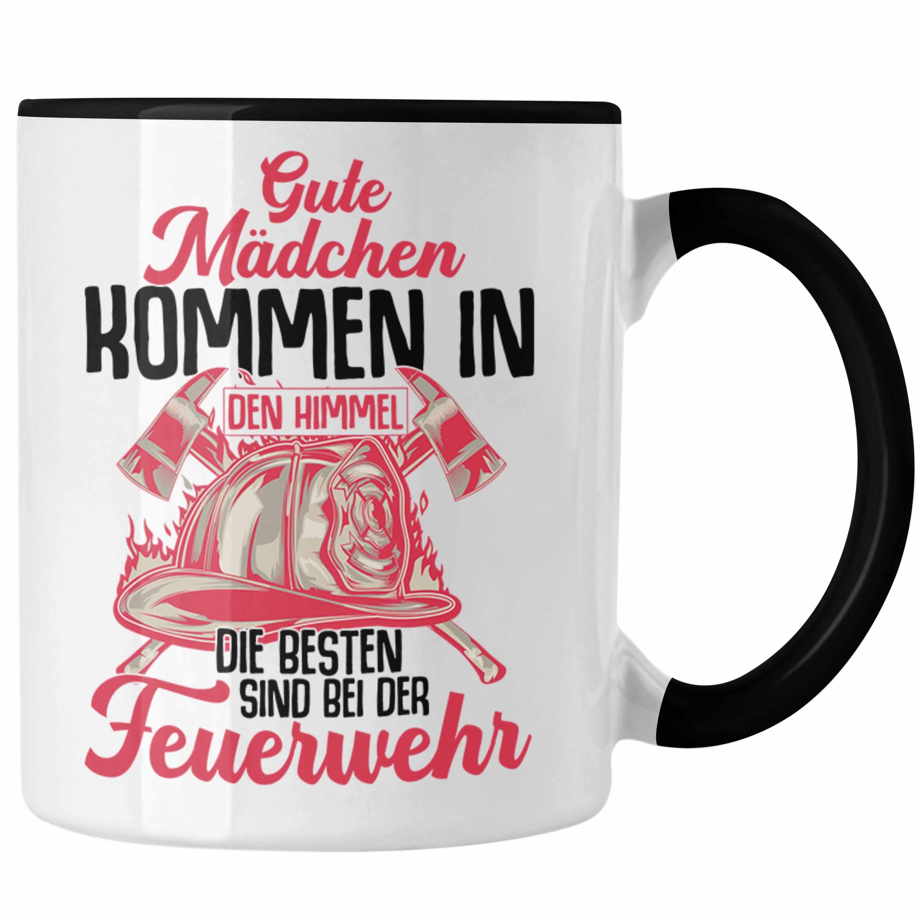 Trendation Tasse Trendation - Feuerwehr Frau Tasse Geschenk Frauen Feuerwehrfrauen Spruch Geschenkidee Schwarz