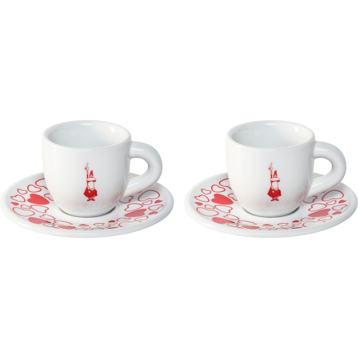 BIALETTI Kaffeeservice Set 2 Tassen Moka Herz inkl. Untertassen