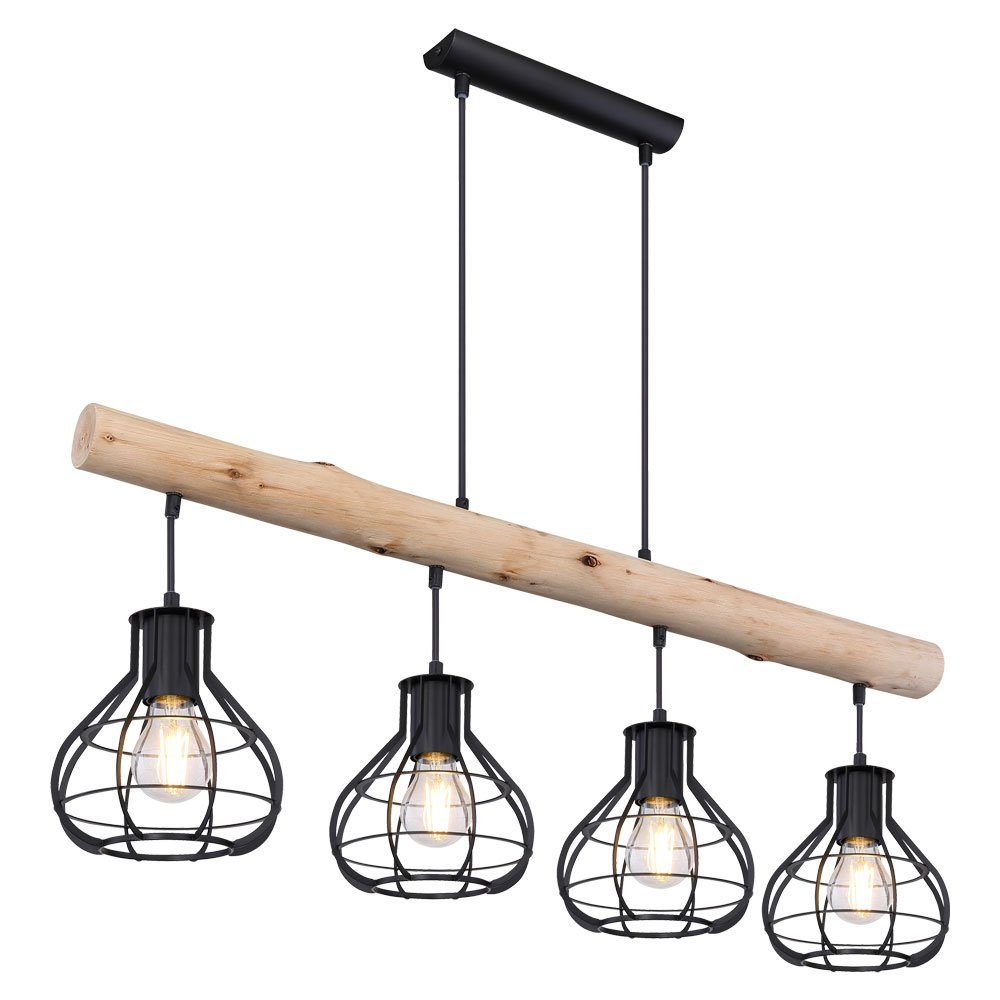 etc-shop Pendel Holz Leuchte Warmweiß, Leuchtmittel Pendelleuchte, inklusive, Decken Filament Hänge LED Lampe Balken