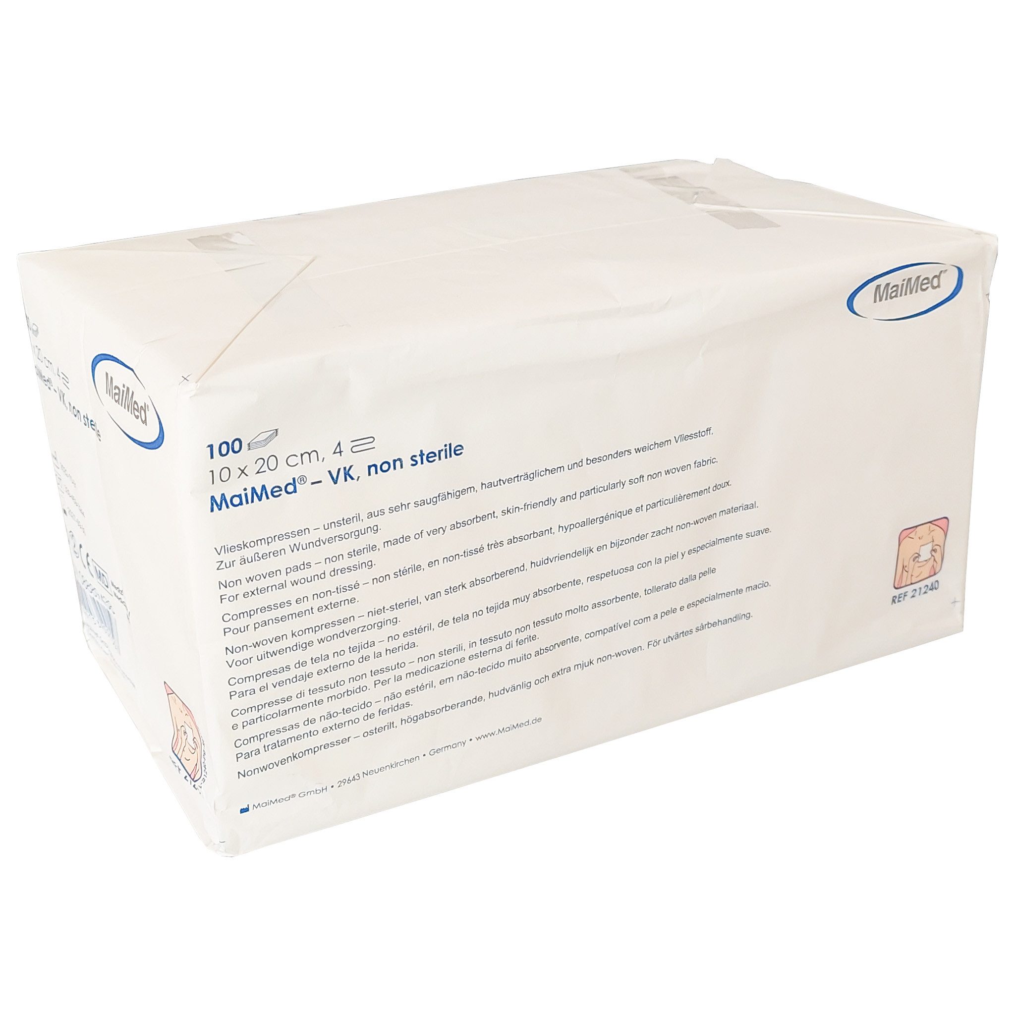 MaiMed Wundpflaster Vlieskompressen 10 x 20 cm, 4-fach, unsteril