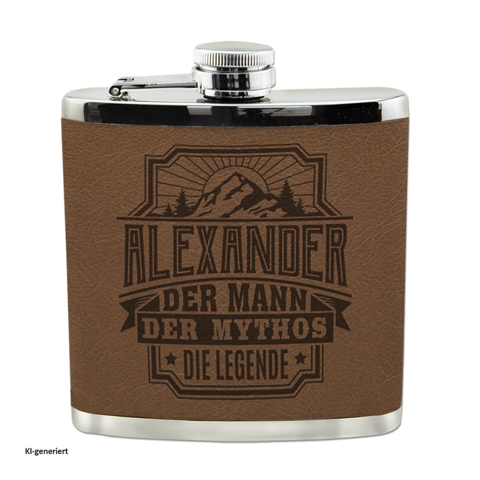HTI-Living Flachmann Echter Kerl Flachmann Alexander, Männer Trinkflasche mit Kunstleder