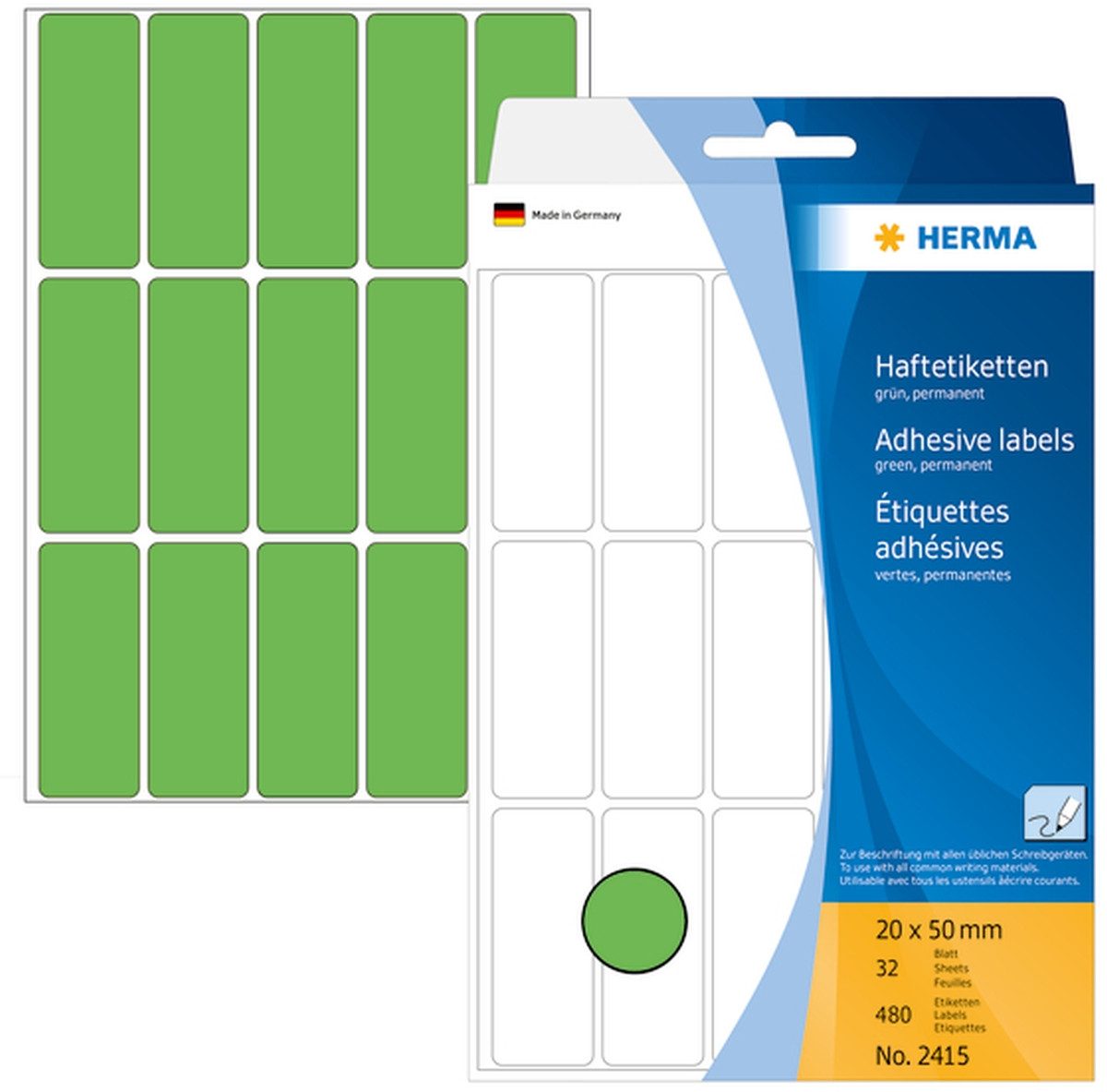 HERMA Etiketten Vielzweck-Etiketten 20x50mm grün VE=480 Stück
