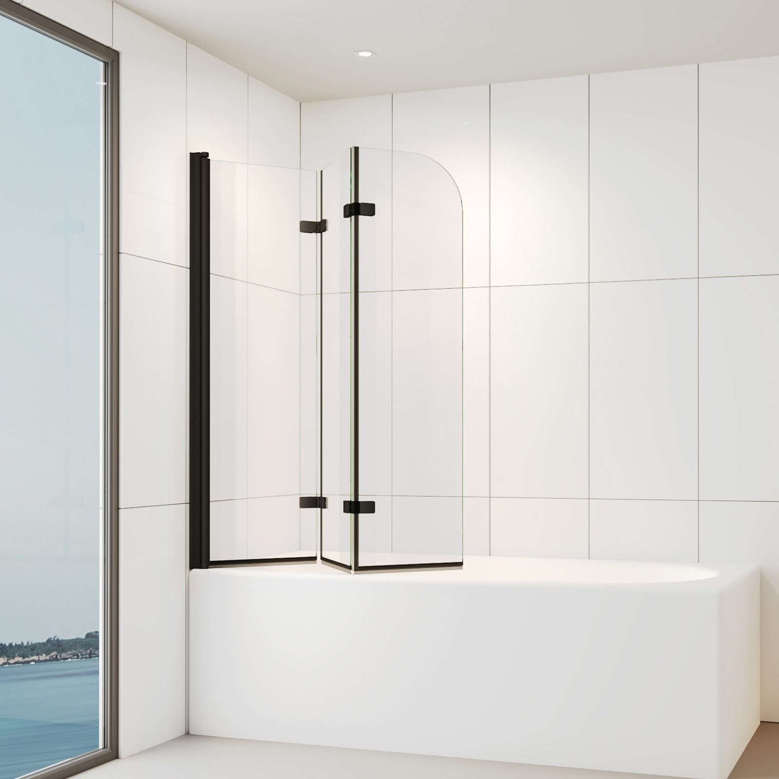 IMPTS Badewannenaufsatz Duschwand für Badewanne Duschabtrennung 2 TLG 3TLG Chrome Schwarz, Nano Sicherherisglas, (Set, 3 tlg), Duschtrennwand Badewanne Schwarz 3 teilig Klarglas